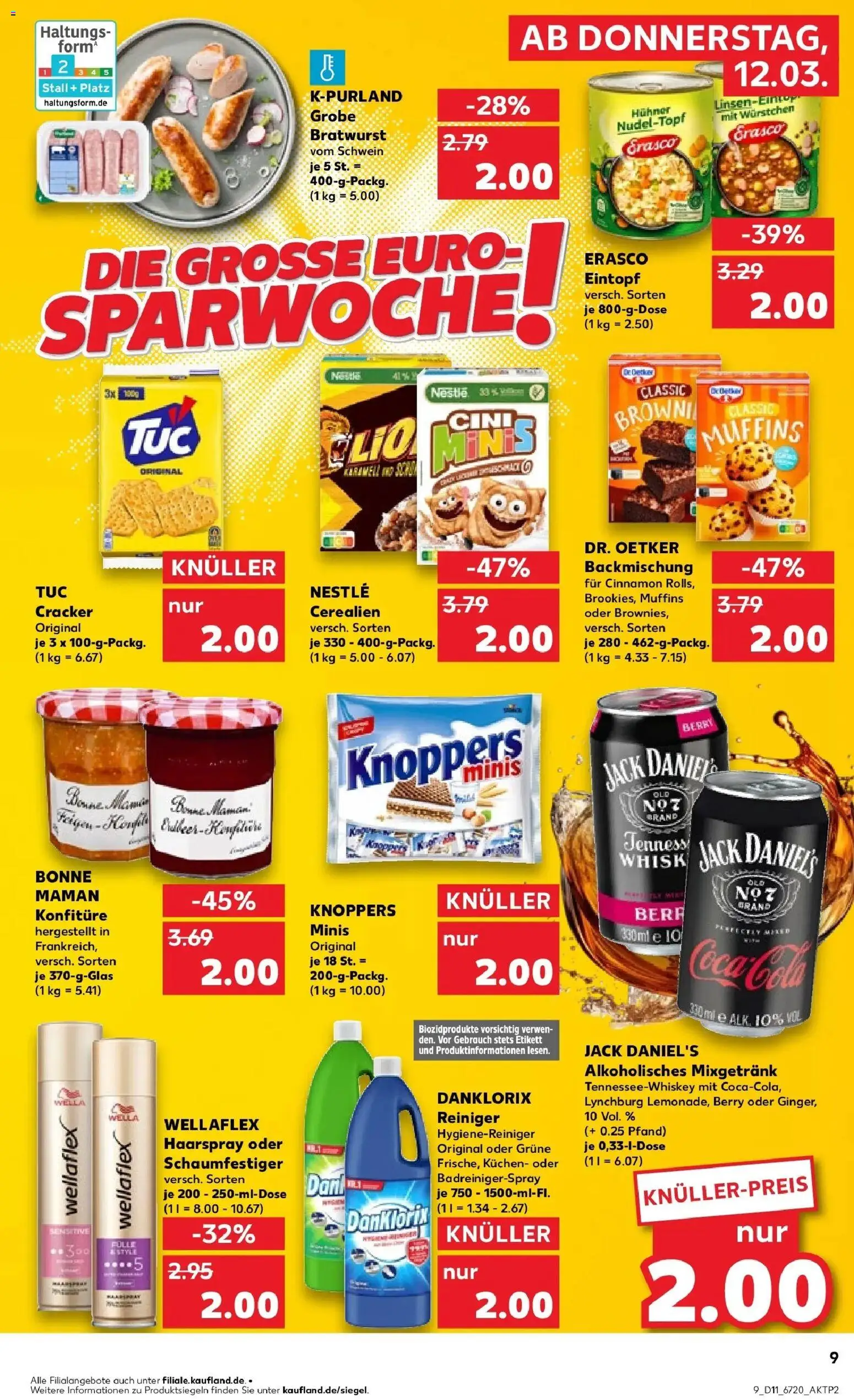 Kaufland Prospekt Schrobenhausen	 – gültig ab 09.03.2026 | Seite: 25 | Produkte: Bratwurst, Jack Daniel's, Haarspray, Bonne maman