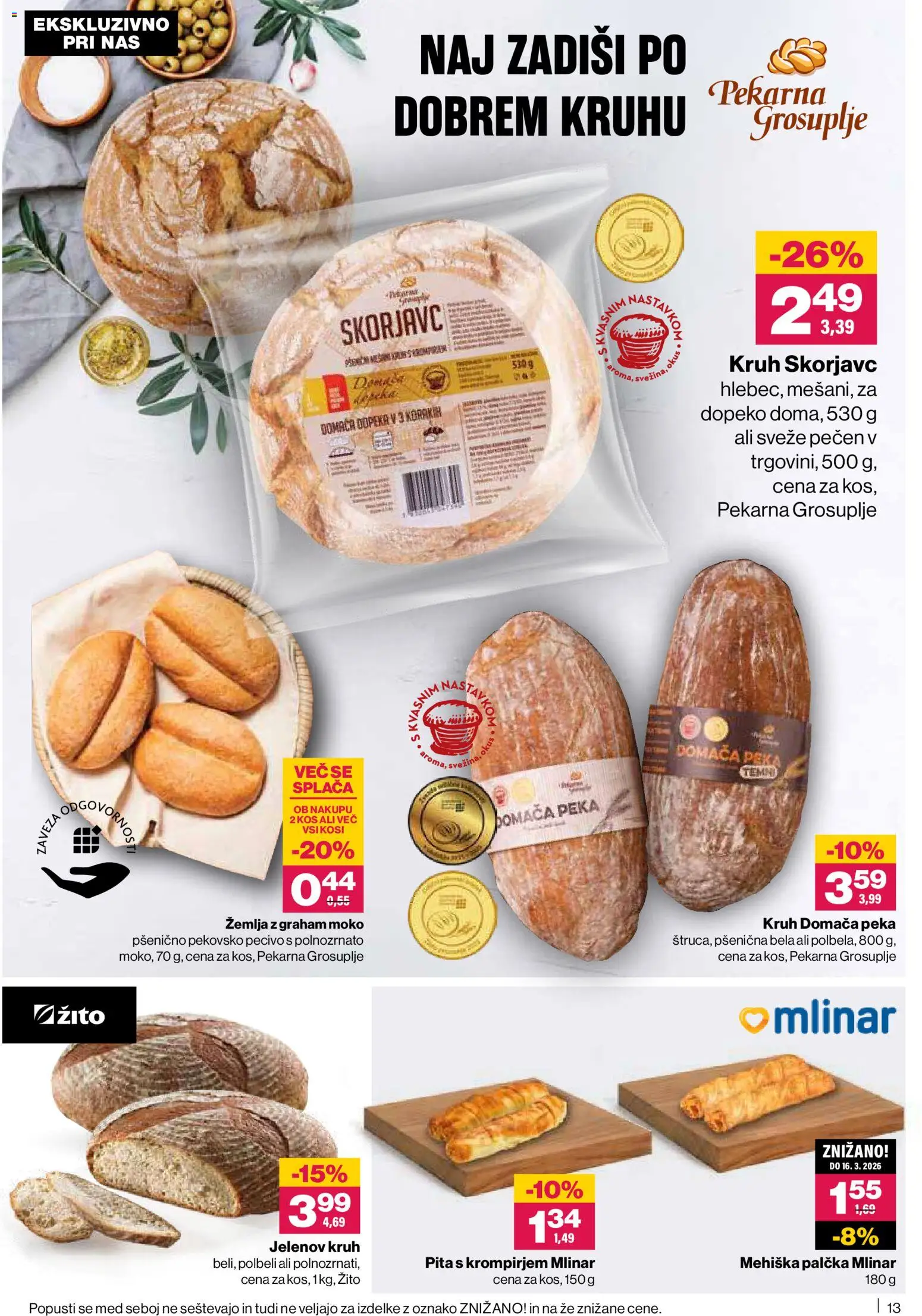 Novi Mercator katalog ponudbe – veljaven od 08.01.2026 | Stran: 13 | Izdelki: Žemlja, Pekarna, Pita, Kruh