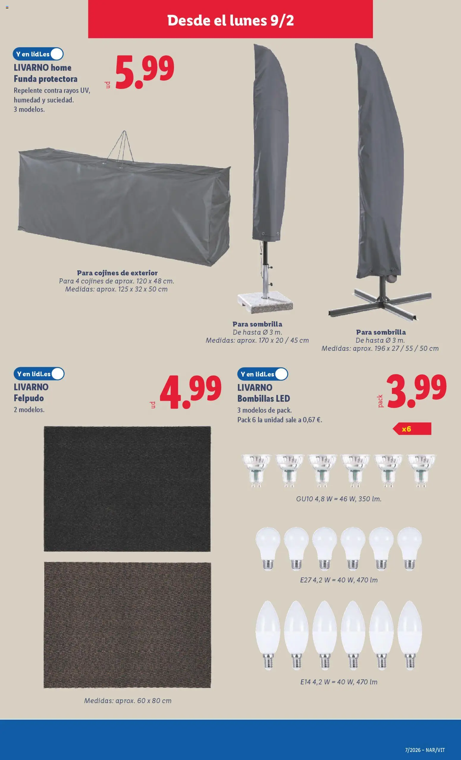 Lidl folleto de bazar │ válido desde el 09.02.2026 | Página: 11 | Productos: Sombrilla, Funda, Felpudo