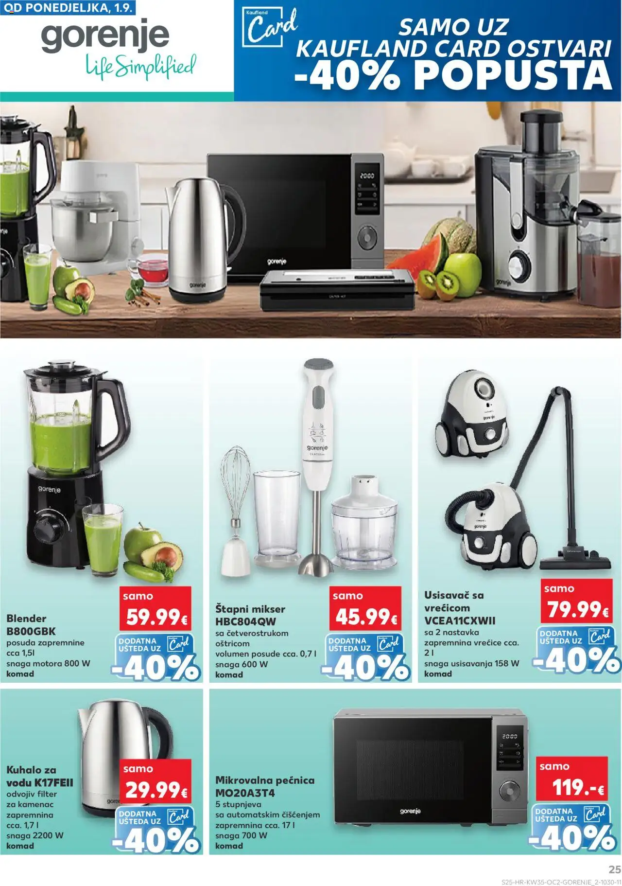 Kaufland katalog | vrijedi od 27.08.2025 | Stranica: 25 | Proizvodi: Usisavač, Kuhalo za vodu, Štapni mikser, Blender