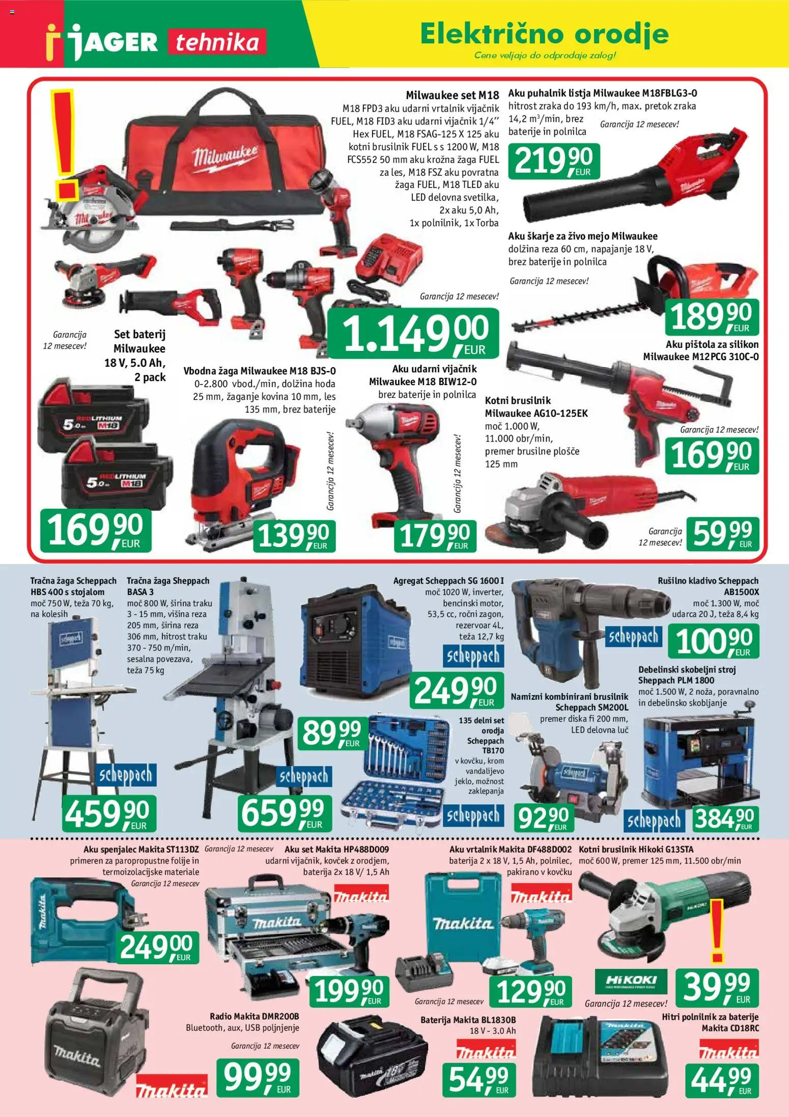 Novi Jager katalog ponudbe – veljaven od 14.01.2026 | Stran: 7 | Izdelki: Baterija, Teza, Vrtalnik, Brusilnik