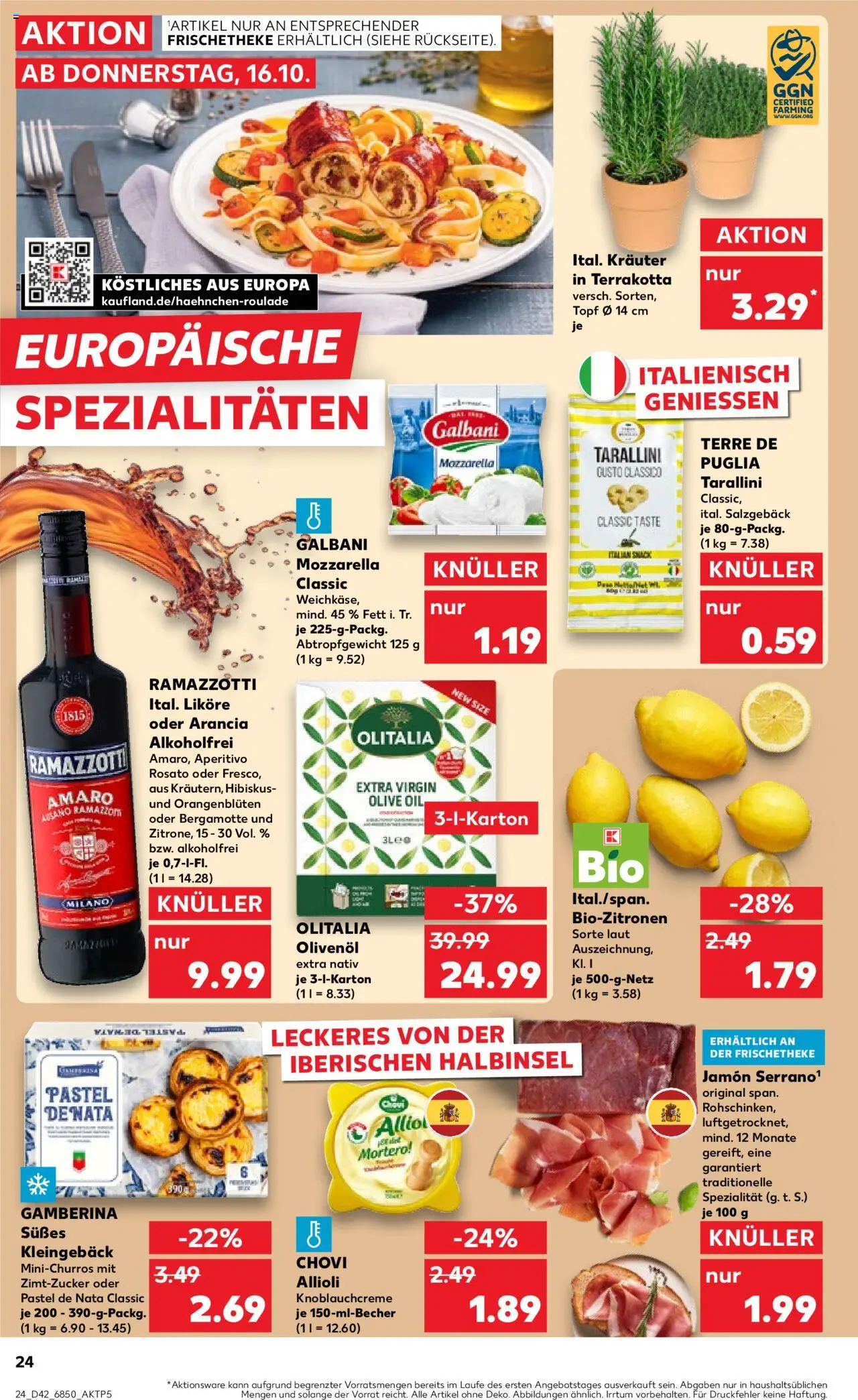 Kaufland prospekt Stuttgart	 – gültig ab 16.10.2025 | Seite: 24 | Produkte: Mozzarella, Olivenol, Ramazzotti