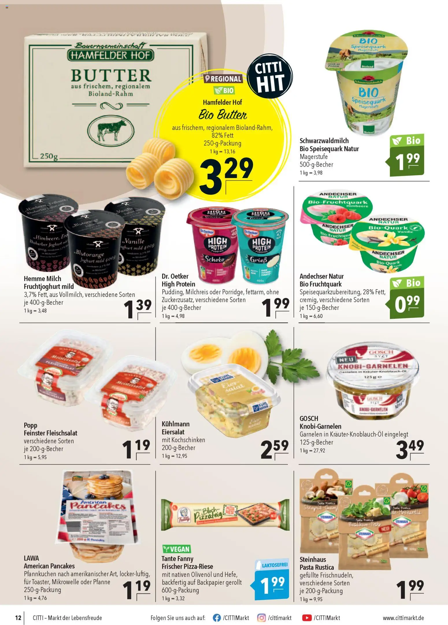 CITTI Markt Prospekt 	 – gültig ab 18.03.2026 | Seite: 12 | Produkte: Garnelen, Pfannkuchen, Fruchtjoghurt, Pudding