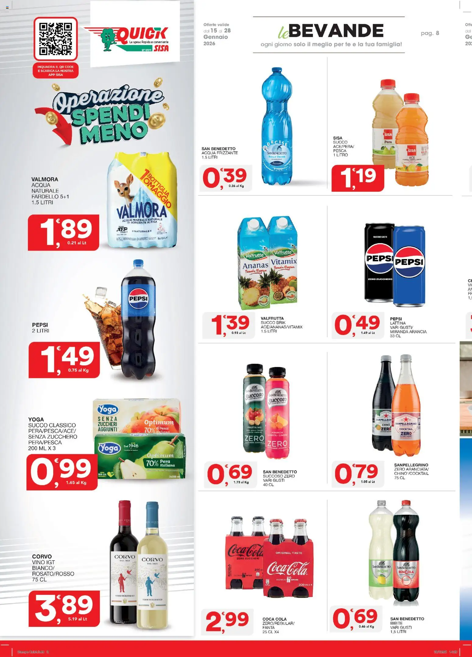 Volantino SISA del 15.01.2026 | Pagina: 8 | Prodotti: Acqua, Limone, Fanta, Pepsi