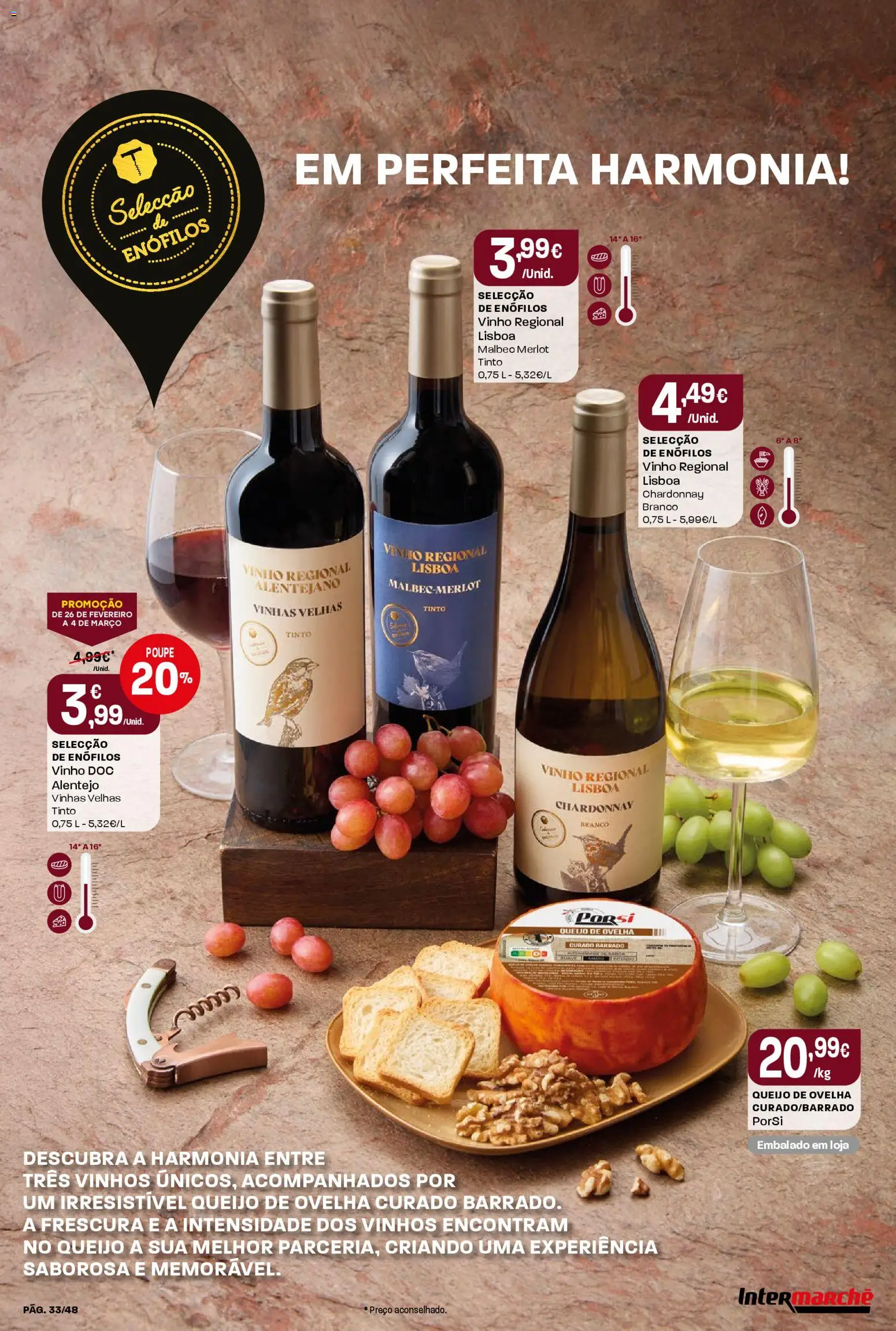Intermarché folheto │ válido de 26.02.2026 | Página: 33 | Produtos: Queijo, Vinho