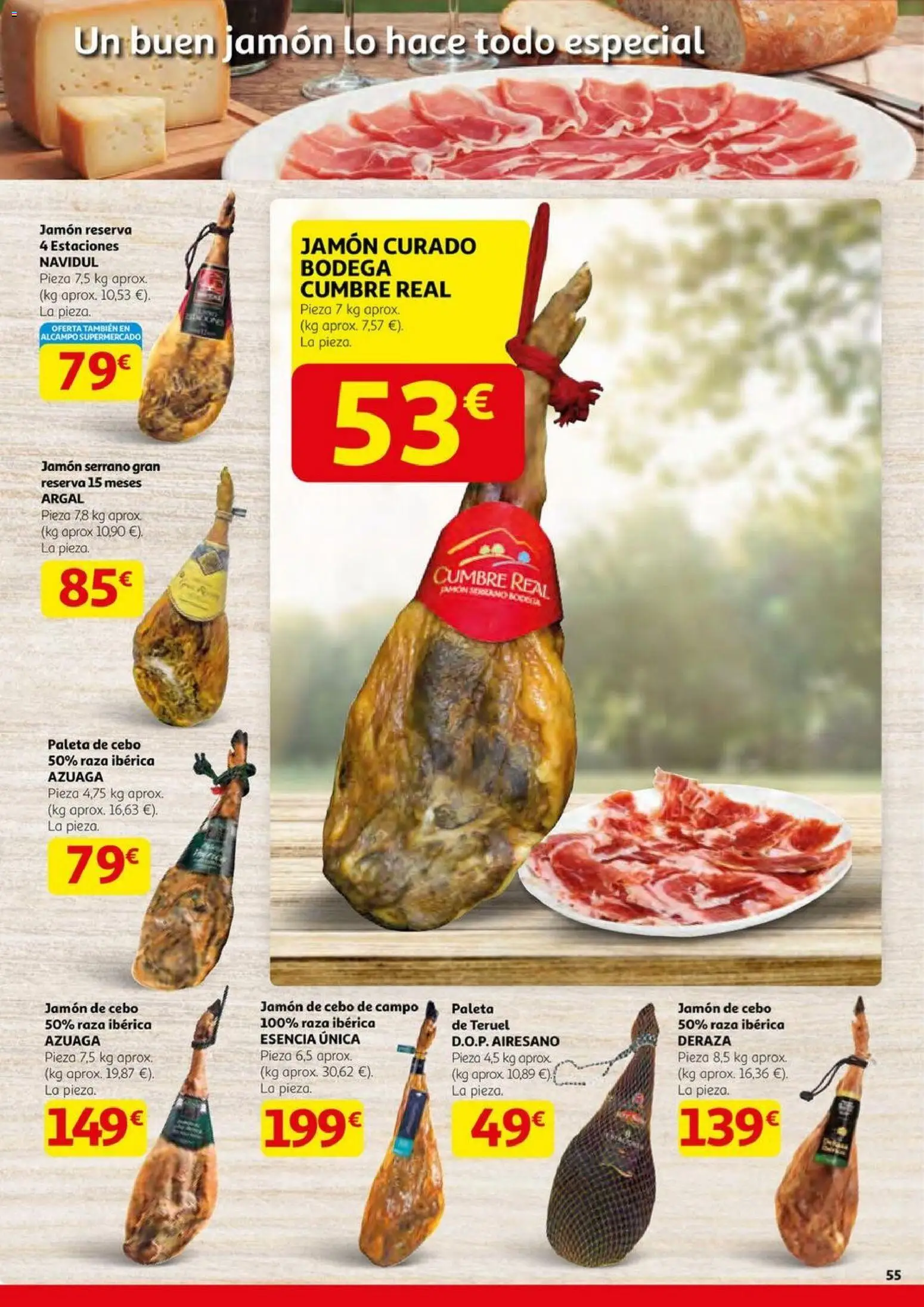 Alcampo - HG Pio XII Unificado  │ válido desde el 23.10.2025 | Página: 55 | Productos: Jamón serrano, Jamón