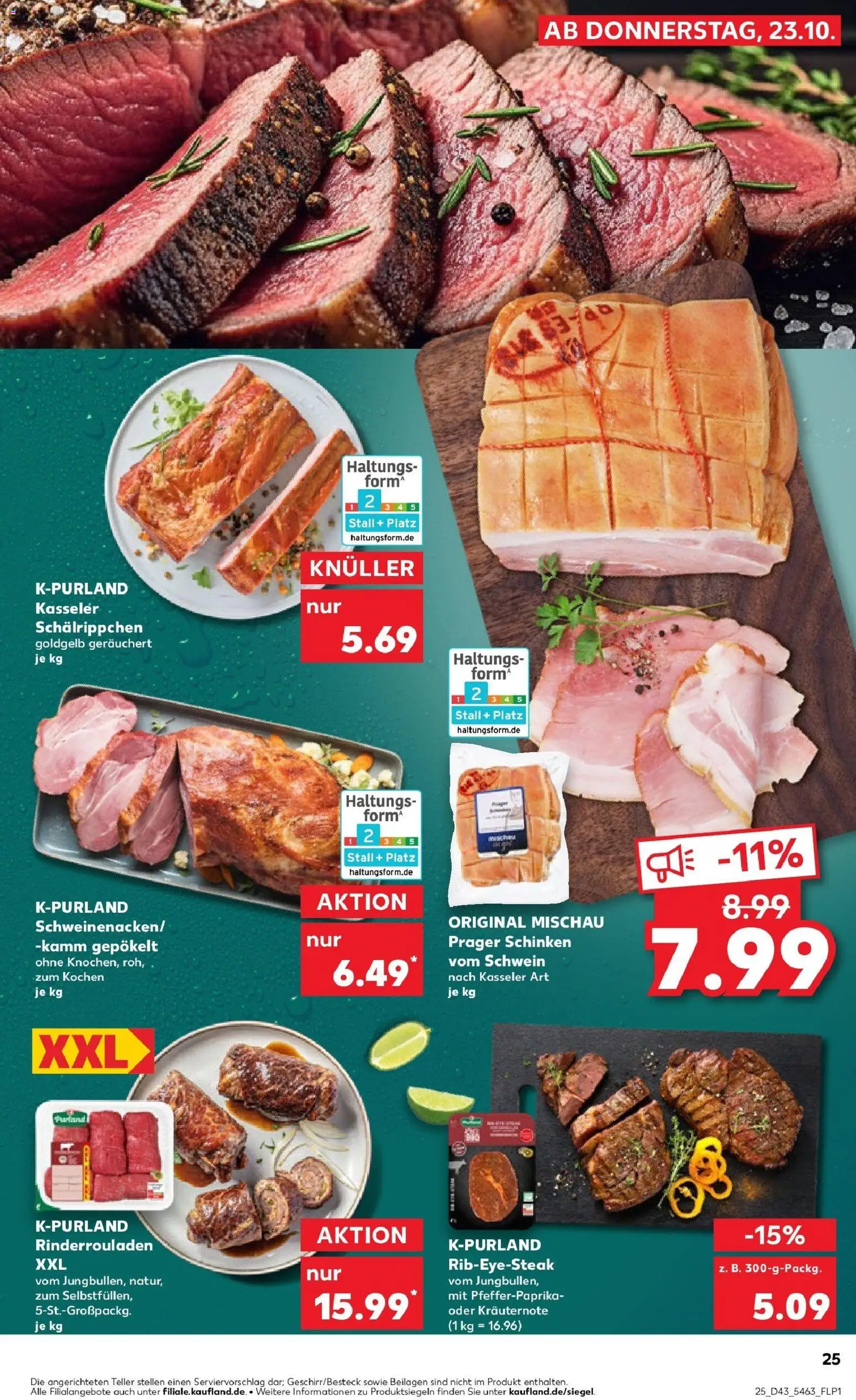 Kaufland prospekt Holzminden	 – gültig ab 26.10.2025 | Seite: 25 | Produkte: Rinderrouladen, Schinken, Steak