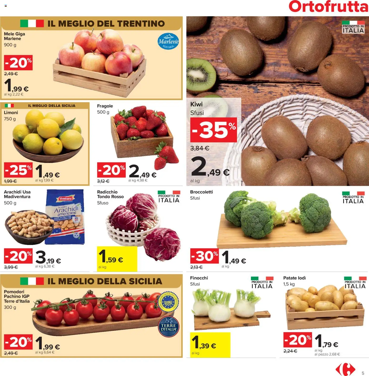 Volantino Carrefour del 13.03.2026 | Pagina: 5 | Prodotti: Mele, Fragole, Patate, Broccoletti
