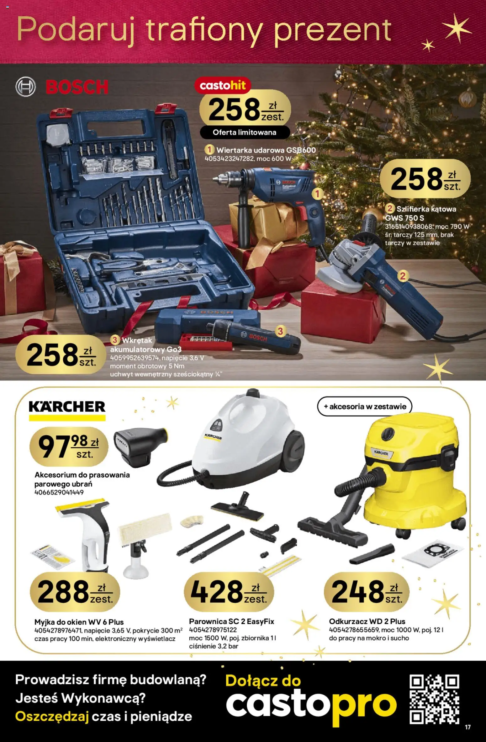 Castorama Gazetka od 03.12.2025 | Strona: 17 | Produkty: Odkurzacz, Parownica, Szlifierka