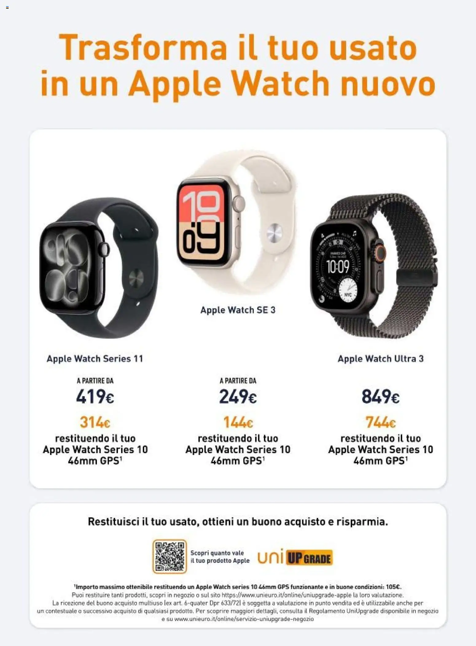 Volantino Unieuro del 20.03.2026 | Pagina: 16 | Prodotti: Apple Watch