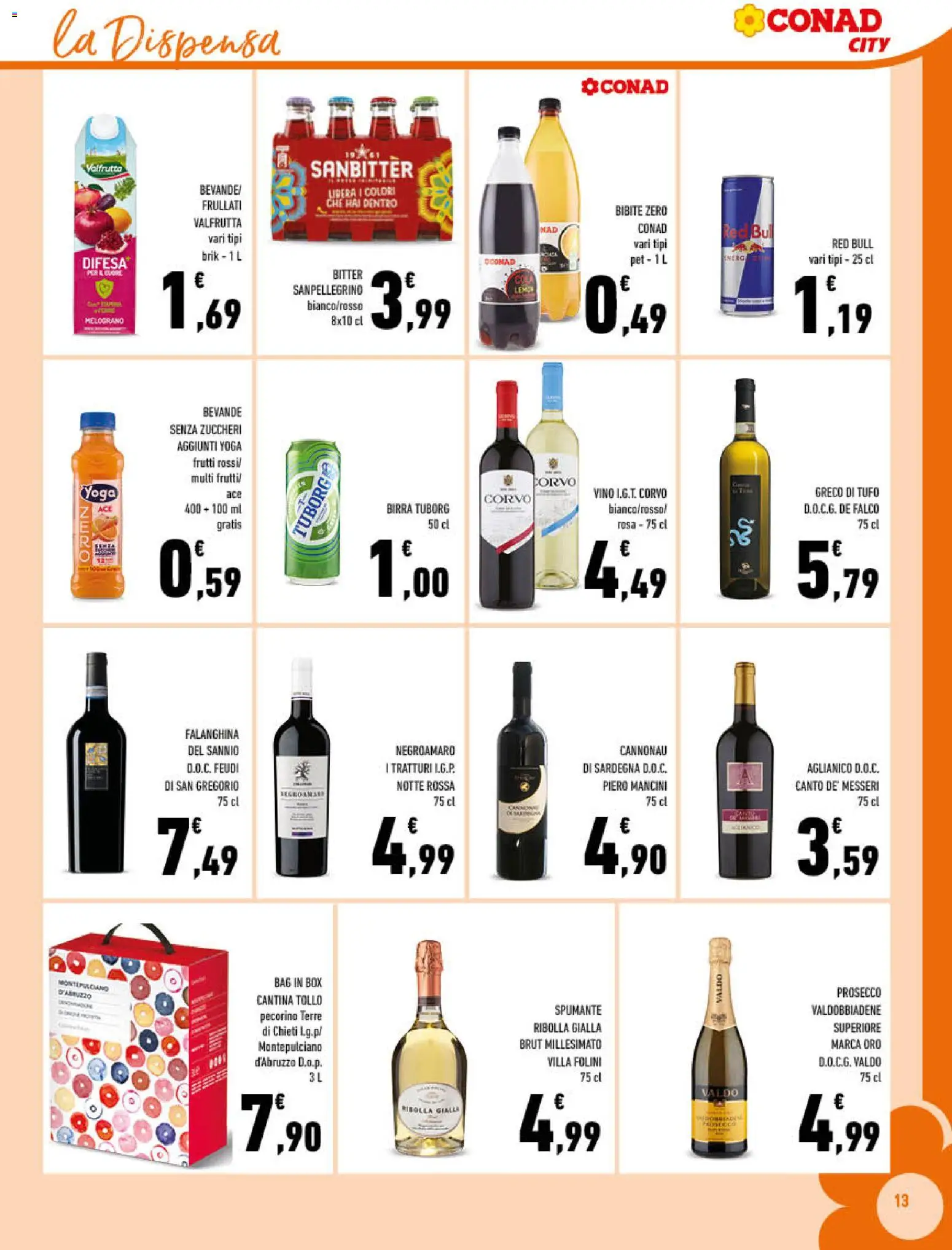 Volantino Conad del 11.03.2026 | Pagina: 13 | Prodotti: Birra, Prosecco, Bibite, Pecorino