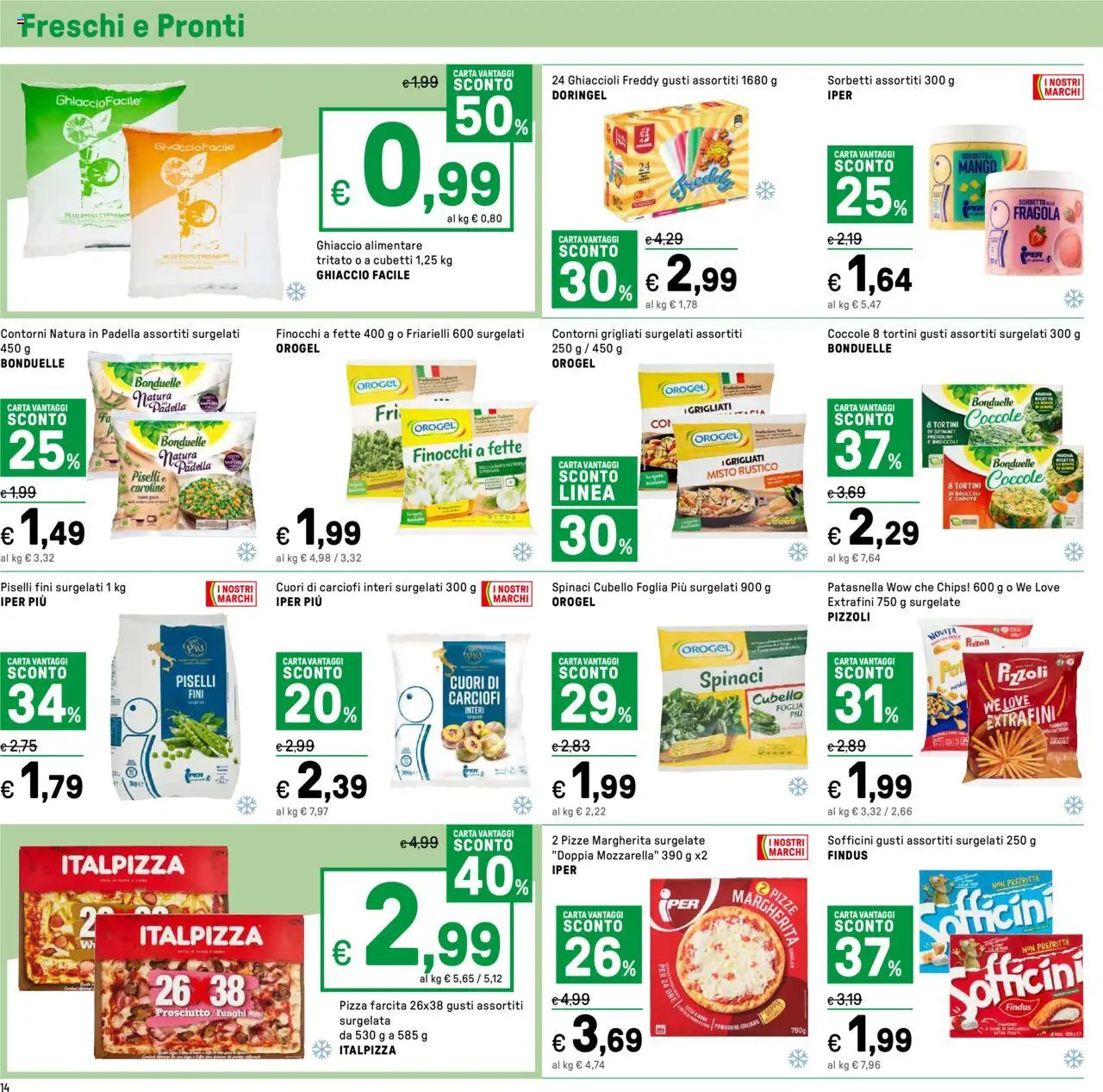 Volantino Iper del 11.08.2025 | Pagina: 14 | Prodotti: Pizza, Spinaci, Piselli, Finocchi