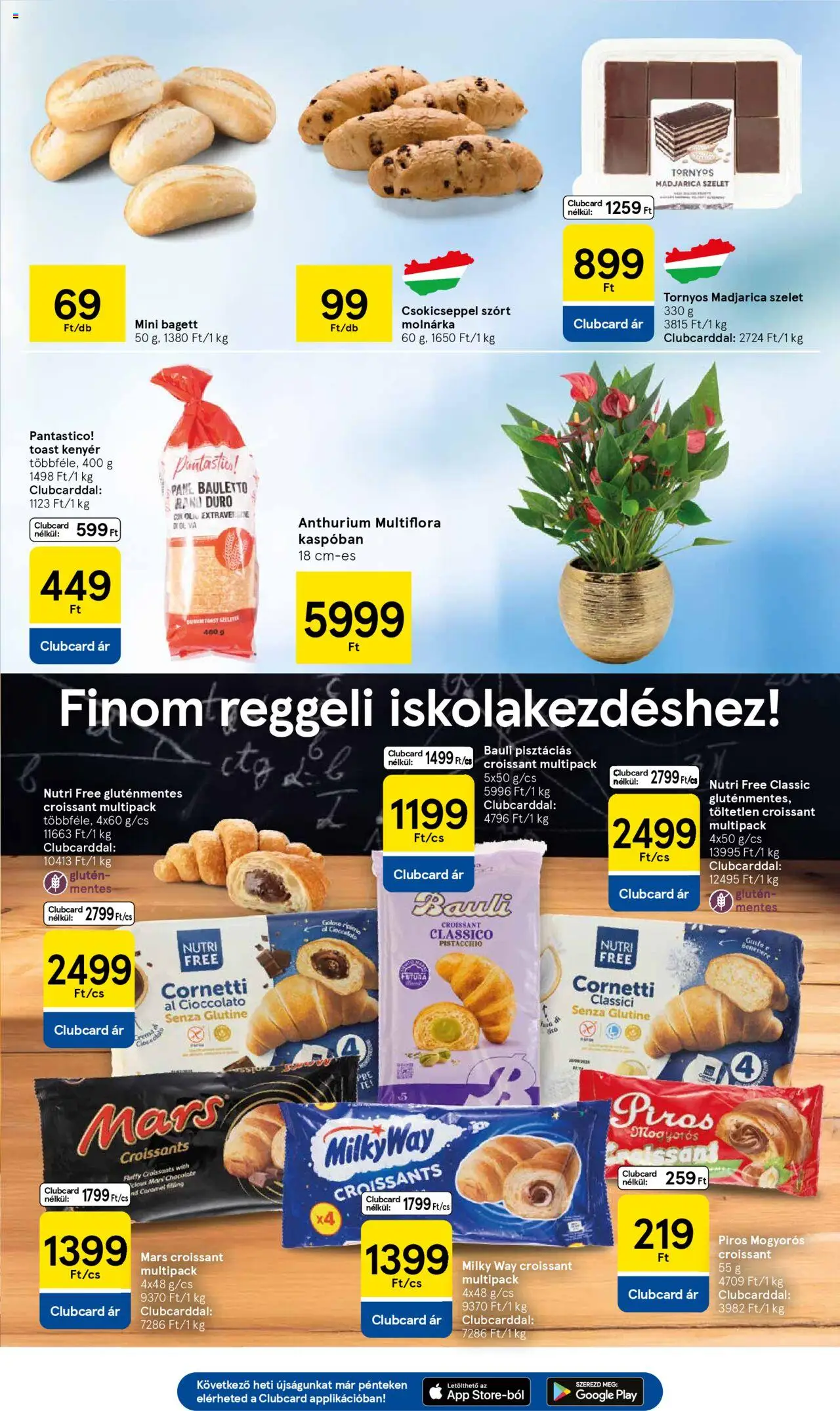 Tesco akciós ujság - amely érvényes a következő dátumtól: 28.08.2025 | Oldal: 17 | Termékek: Croissant, Bagett, Kenyér, Toast kenyér