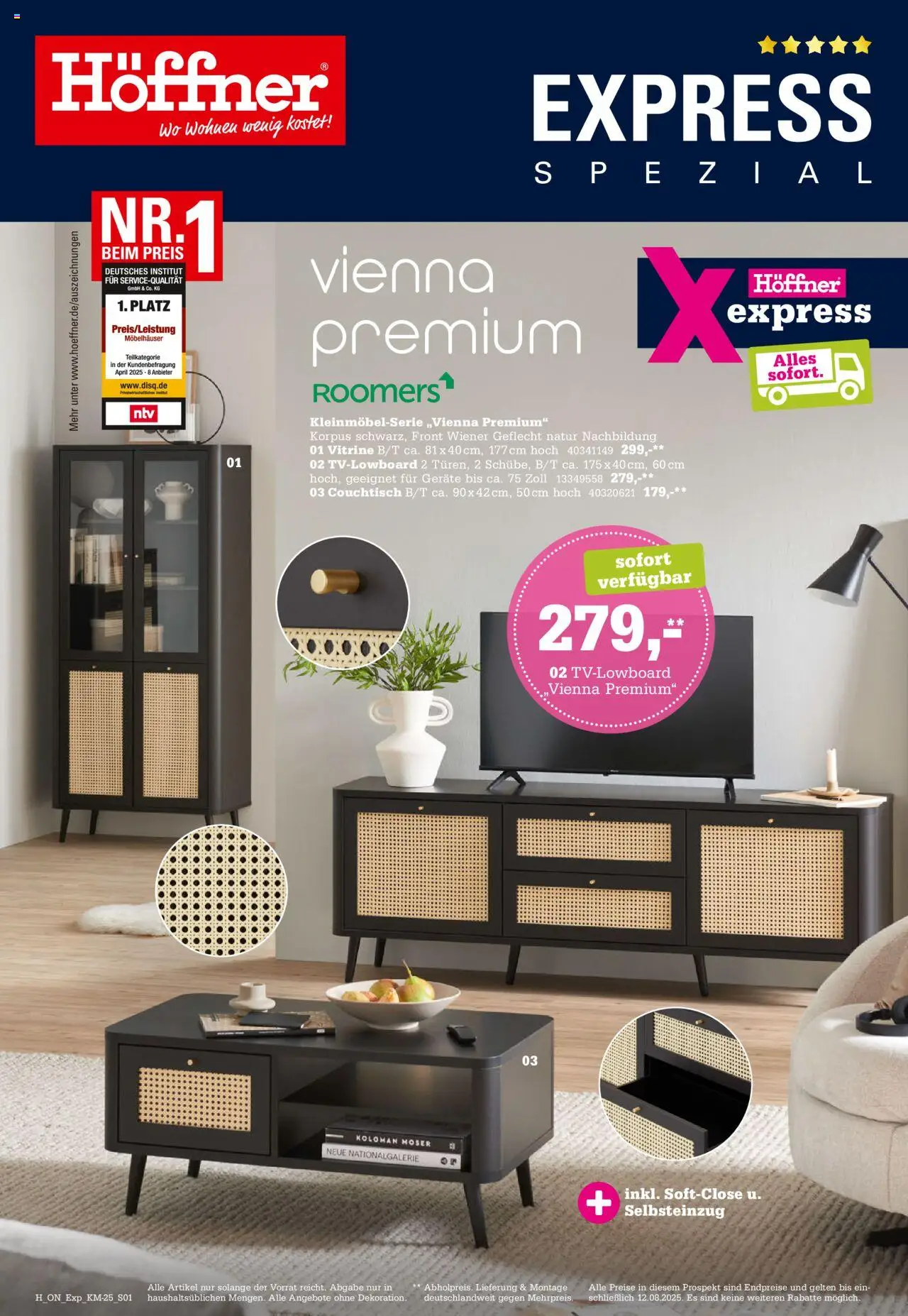 Höffner - Express Spezia No. 2 - gültig ab dem 30.07.2025 | Seite: 1 | Produkte: Vitrine, Couchtisch