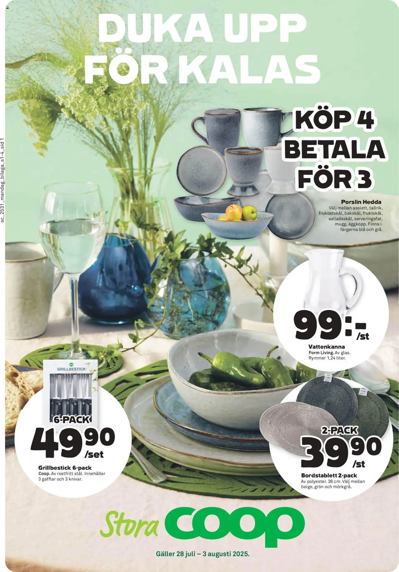 Stora Coop reklamblad aktuell från 28.07.2025 | Sida: 13 | Produkter: Vattenkanna, Bordstablett, Galler