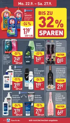 Aldi Prospekt 	 – gültig ab 22.09.2025 | Seite: 12 | Produkte: Duschgel, Antitranspirant, Deospray, Pril