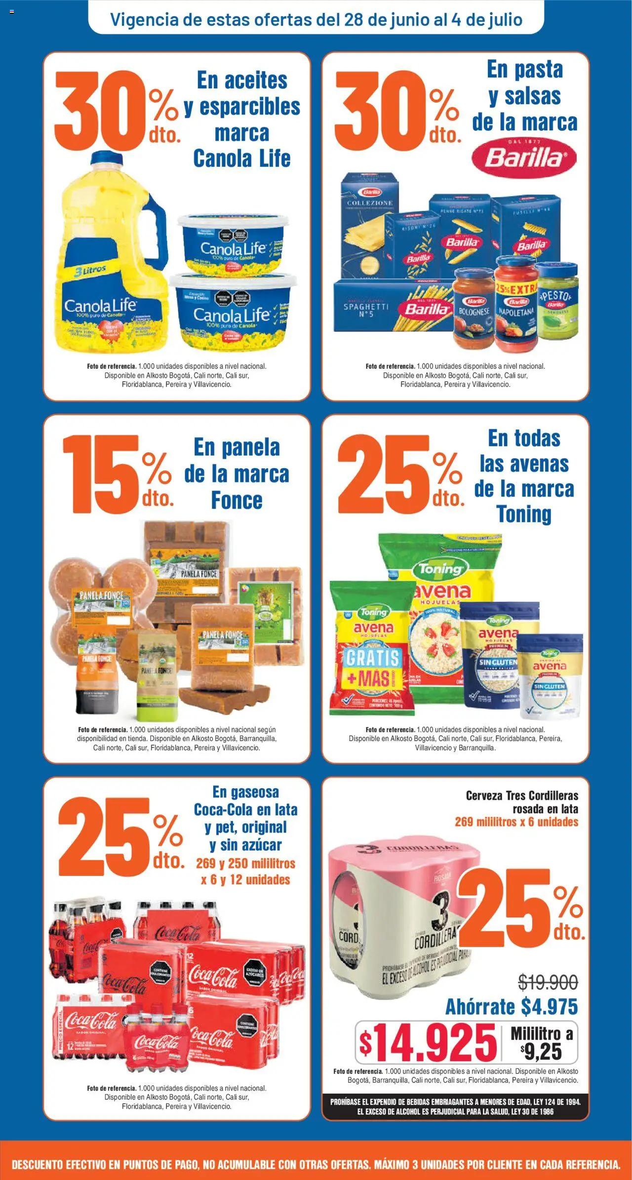 Alkosto folleto │ válido desde el 28.06.2025 | Página: 3 | Productos: Cerveza, Pasta, Παντζάρι, Gaseosa