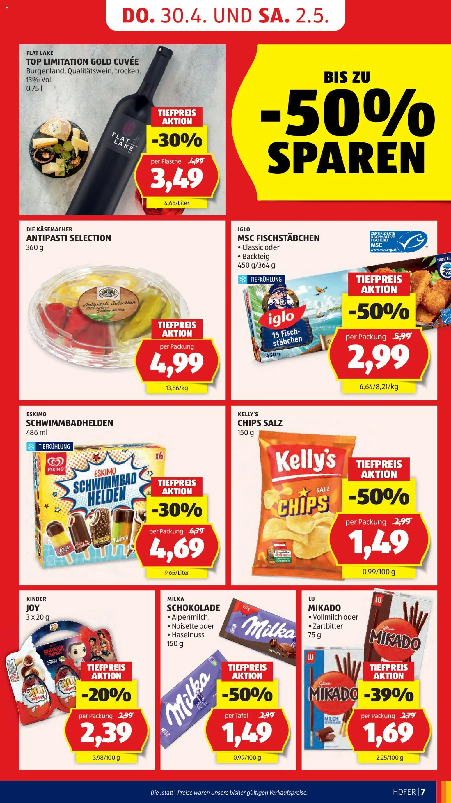 Hofer Flugblatt gültig ab 29.04.2026 | Seite: 9 | Produkte: Chips, Salz, Milch, Schokolade