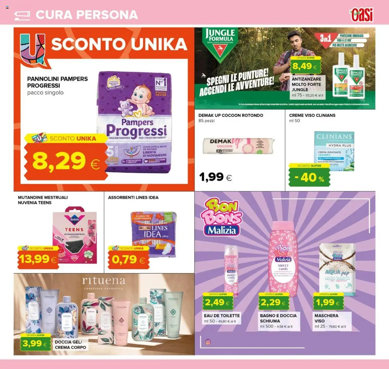 Volantino Oasi del 21.08.2025 | Pagina: 29 | Prodotti: Maschera, Succo, Antizanzare, Aloe vera