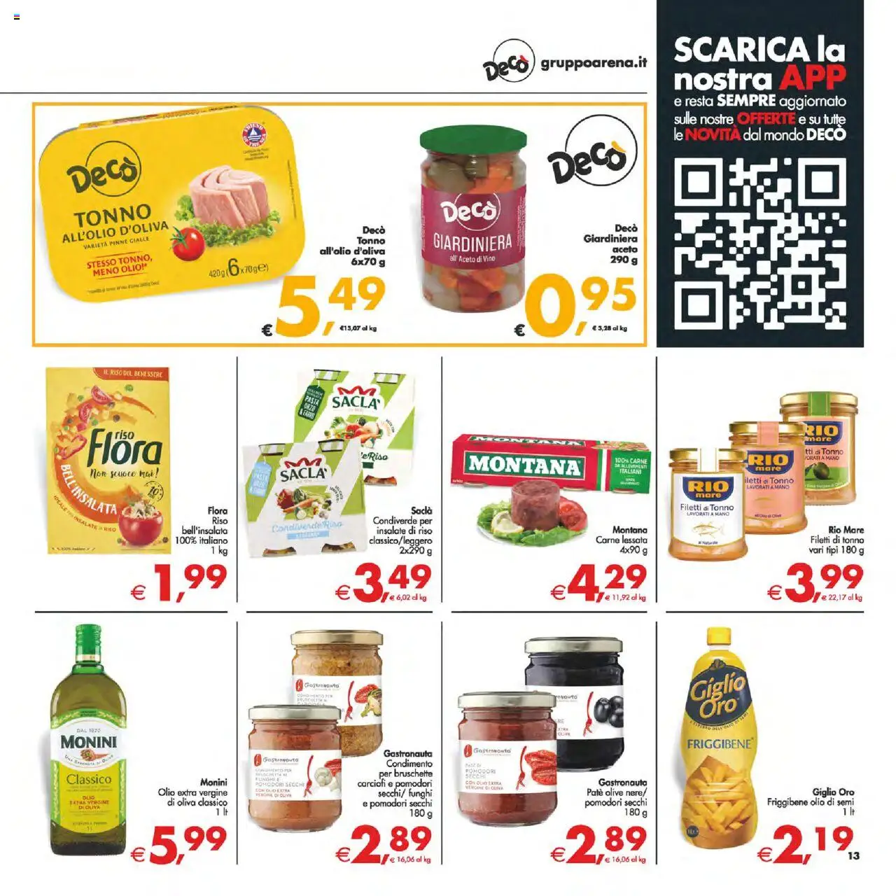 Volantino Decò del 12.08.2025 | Pagina: 13 | Prodotti: Paté, Tonno, Aceto, Pomodori secchi