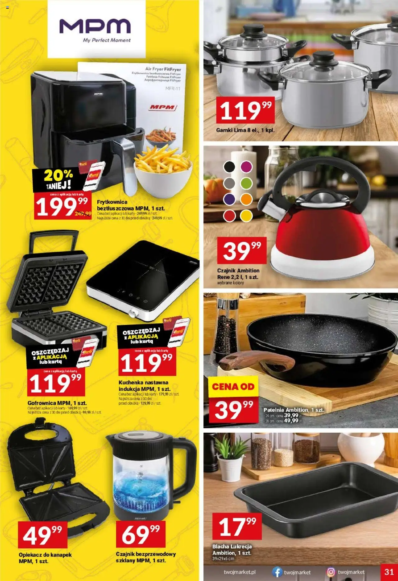 Twój Market Gazetka od 13.08.2025 | Strona: 31 | Produkty: Opiekacz, Frytkownica, Opiekacz do kanapek, Gofrownica