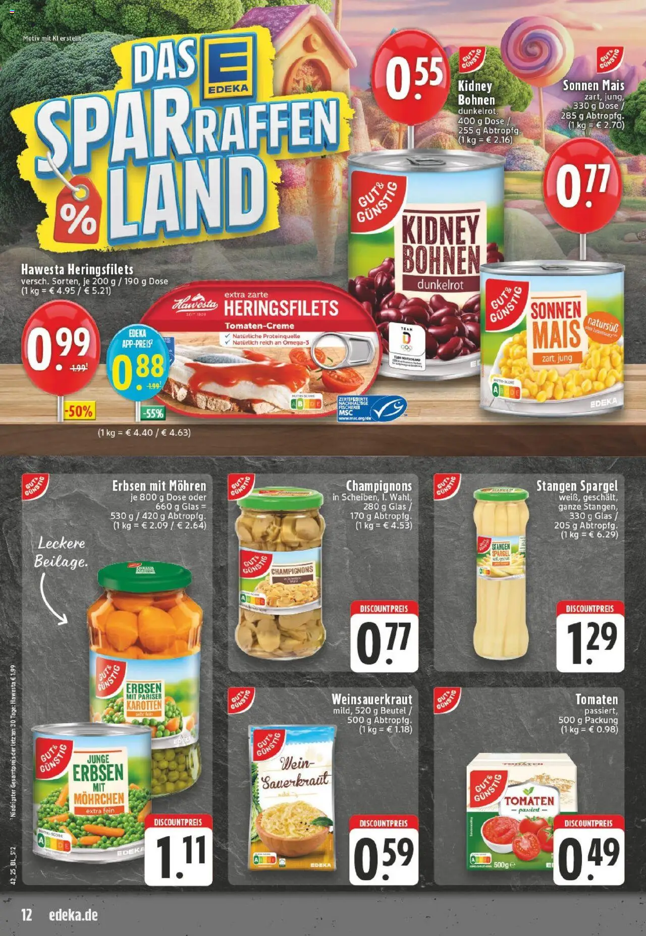 Edeka prospekt Lienen	 – gültig ab 13.10.2025 | Seite: 12 | Produkte: Tomaten, Spargel, Wein, Erbsen