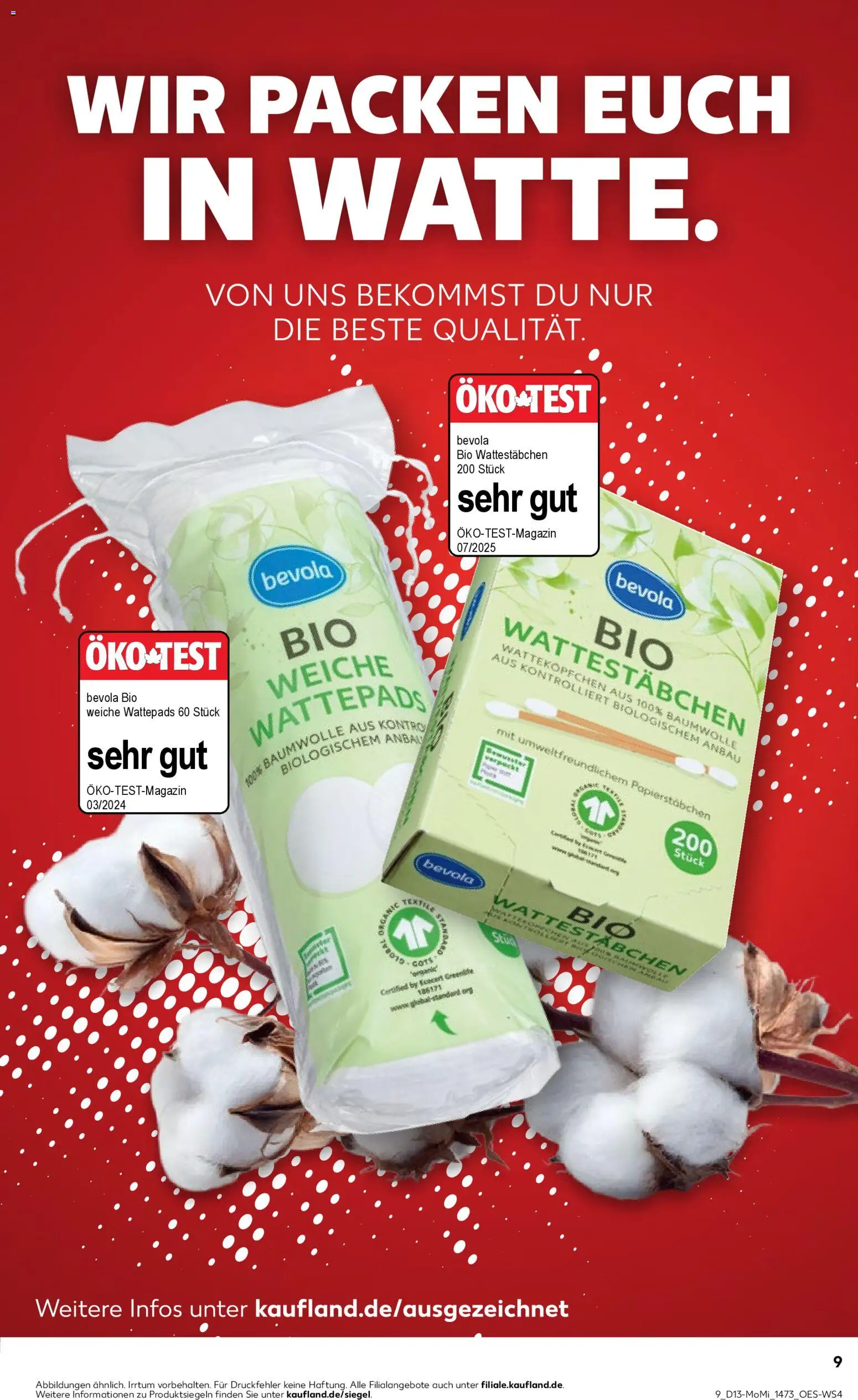 Kaufland Prospekt Potsdam	 – gültig ab 23.03.2026 | Seite: 9 | Produkte: Wattestäbchen, Wattepads