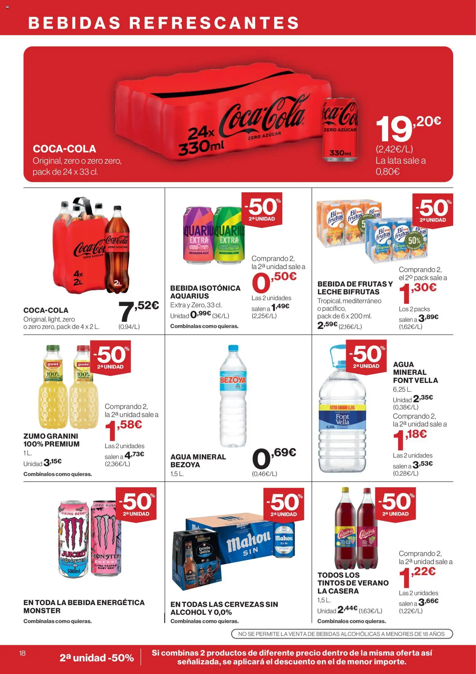 El Corte Inglés ofertas │ válido desde el 09.04.2026 | Página: 18 | Productos: Leche, Kiwi, Ροζ πιπέρι, Agua mineral