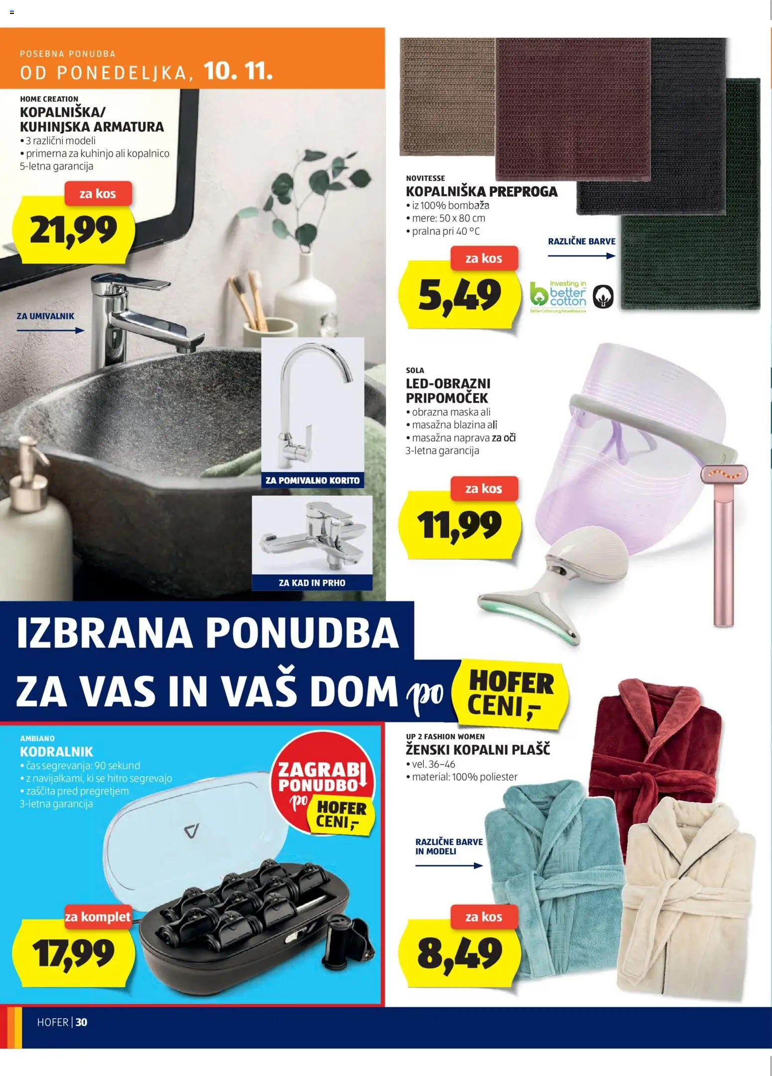 Novi Hofer katalog ponudbe – veljaven od 06.11.2025 | Stran: 30 | Izdelki: Kodralnik, Blazina, Kos, Maska