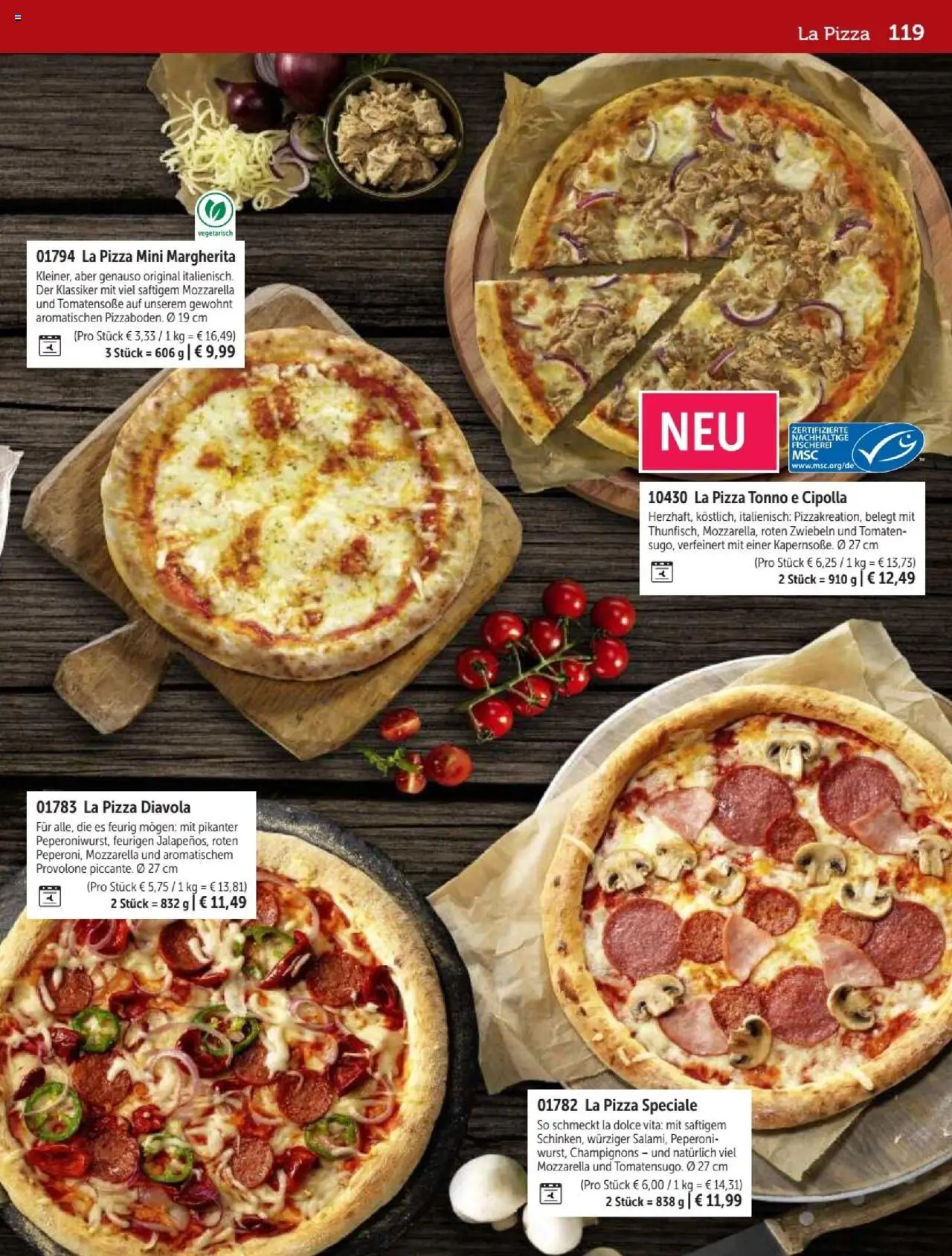 Bofrost Katalog – gültig ab 07.09.2025 | Seite: 119 | Produkte: Mozzarella, Champignons, Zwiebeln, Pizza