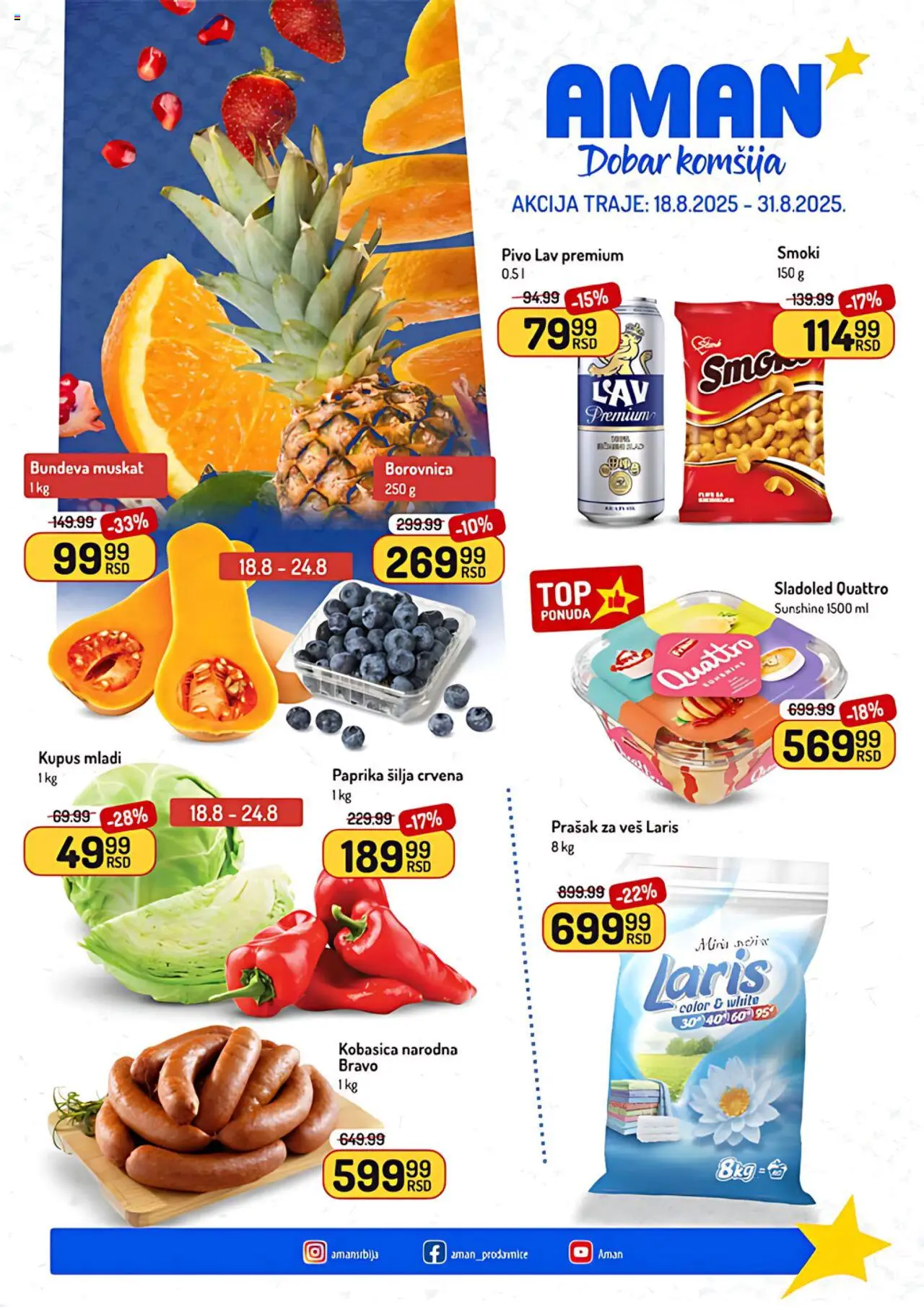 Aman katalog - važi od 18.08.2025 | Strana: 1 | Proizvode: Smoki, Paprika, Bundeva, Kobasica