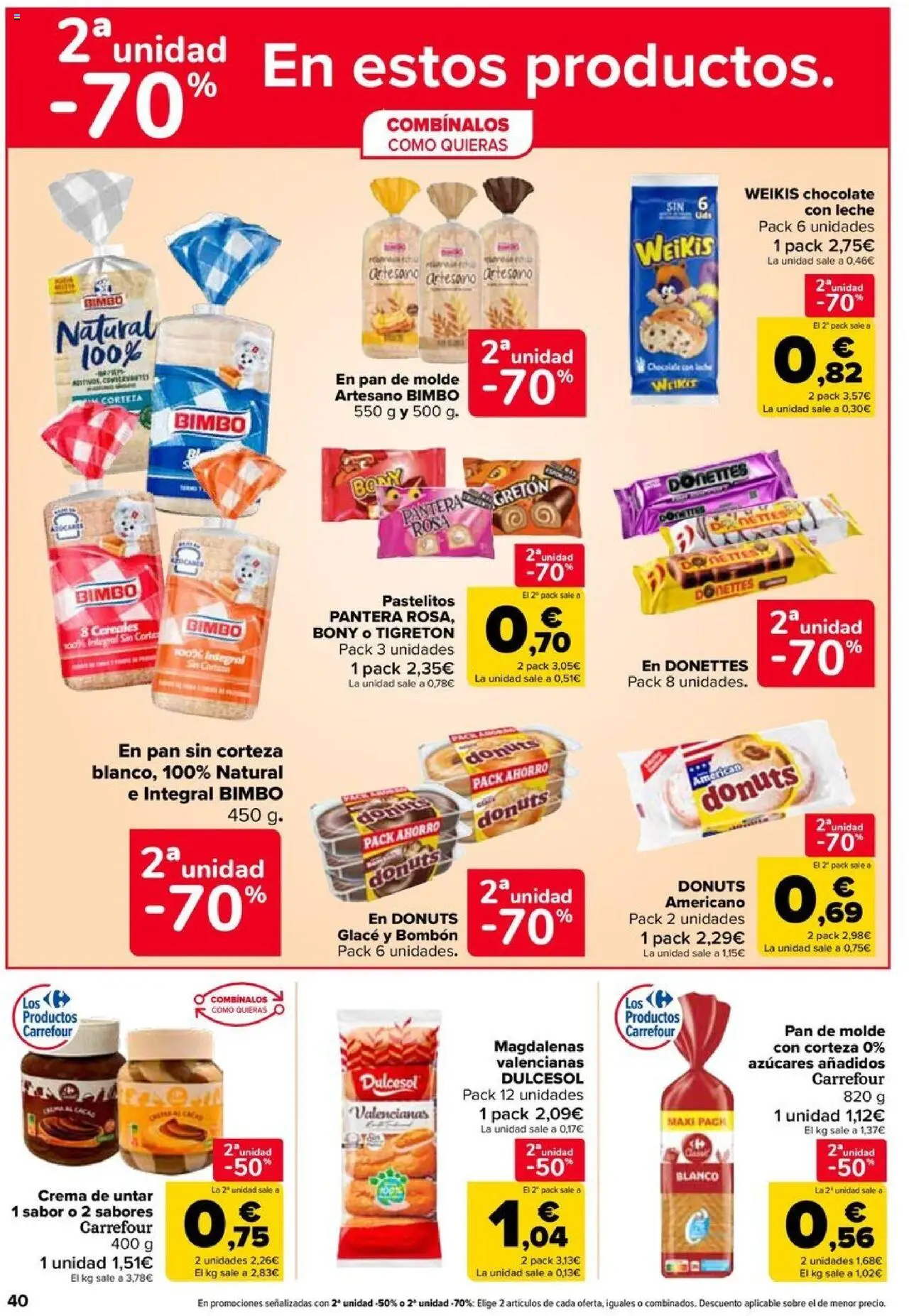 Carrefour folleto │ válido desde el 11.09.2025 | Página: 40 | Productos: Pan, Pan de molde, Chocolate con leche, Donuts