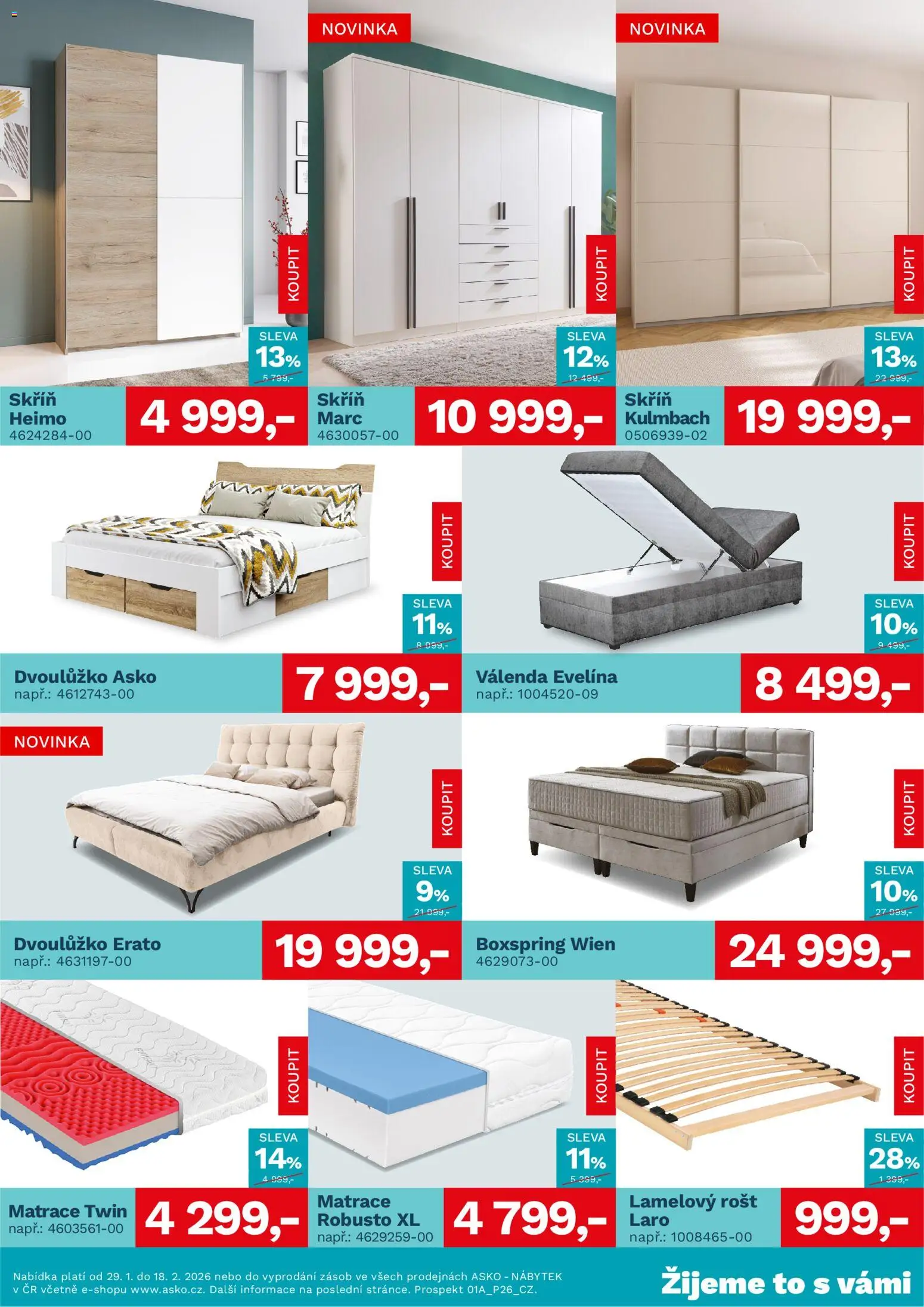 ASKO nábytek leták od 29.01.2026 | Strana: 3 | Produkty: Válenda, Nábytek, Matrace, Skříň