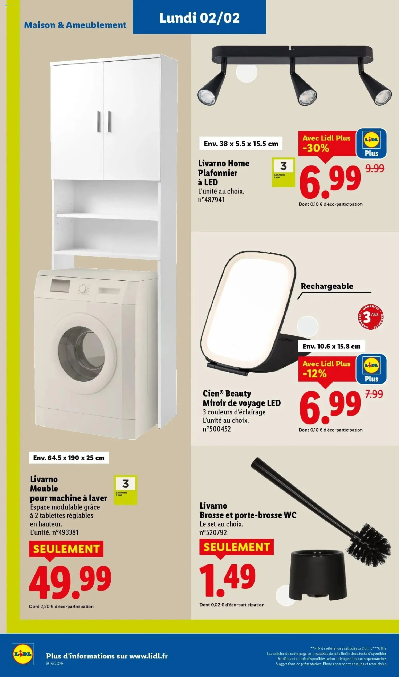 Catalogue LIDL du 28/01/2026 | Promo prospectus en ligne | Page: 60 | Produits: Meuble, Machine à laver, Plafonnier, Miroir