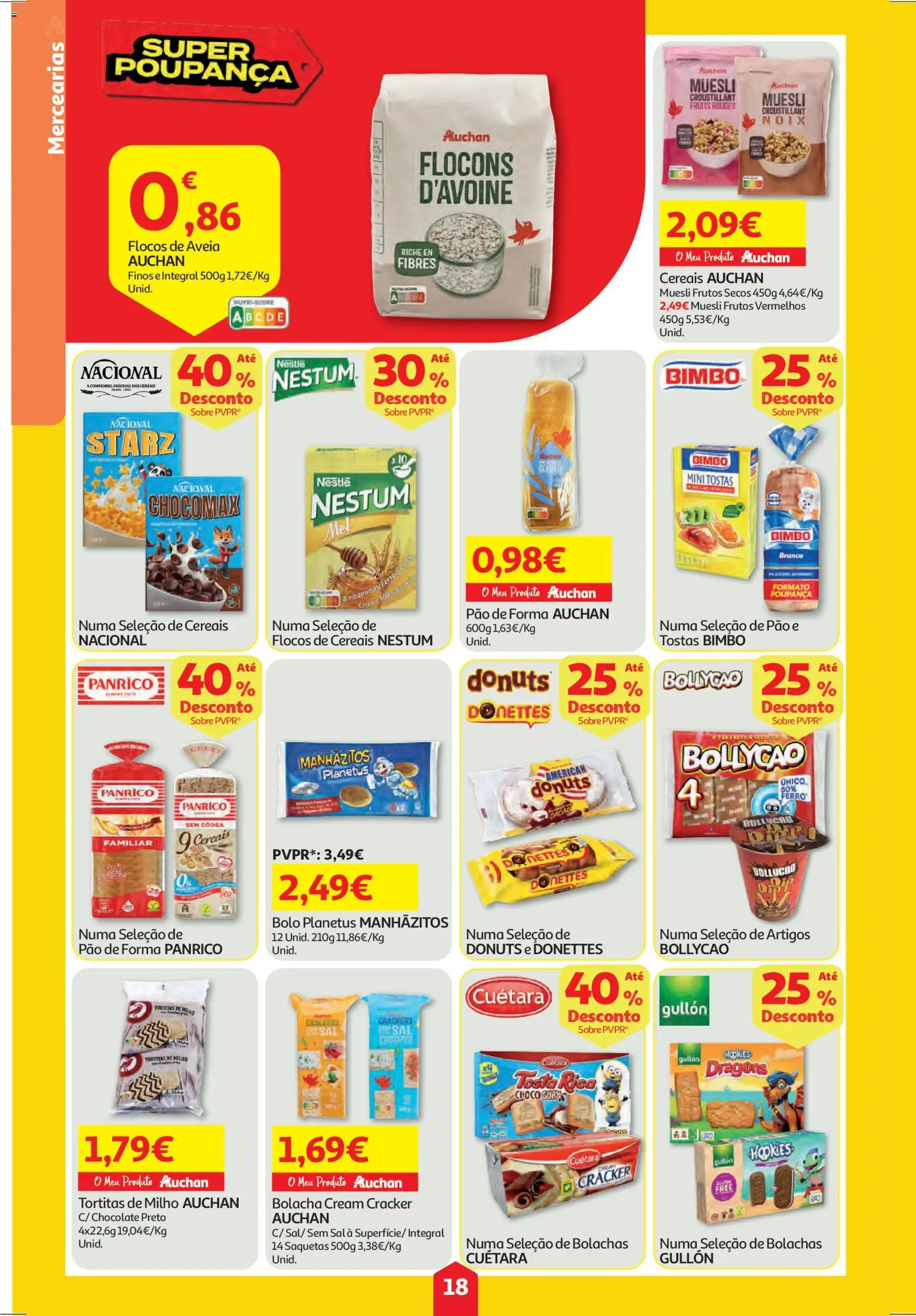 Auchan folheto │ válido de 29.01.2026 | Página: 18 | Produtos: Aveia, Pão de forma, Cereais, Milho