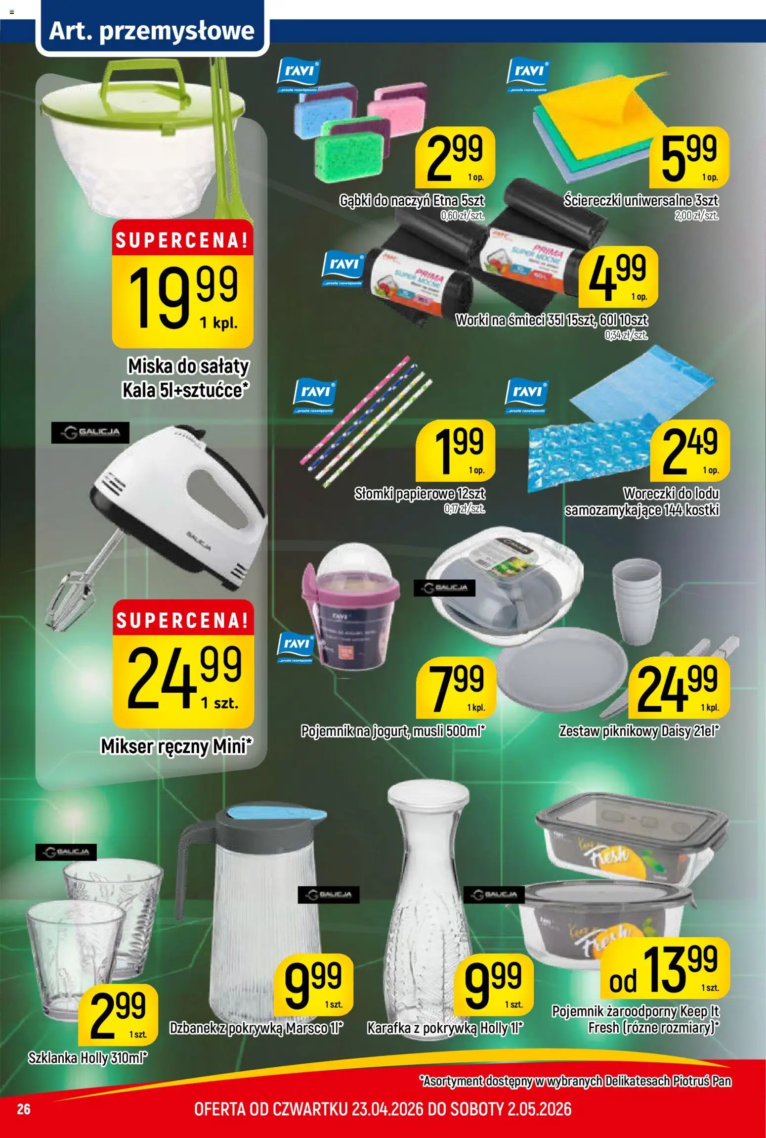 Piotruś Pan gazetka od 23.04.2026 | Strona: 26 | Produkty: Szklanka, Zestaw piknikowy, Słomki, Woreczki do lodu