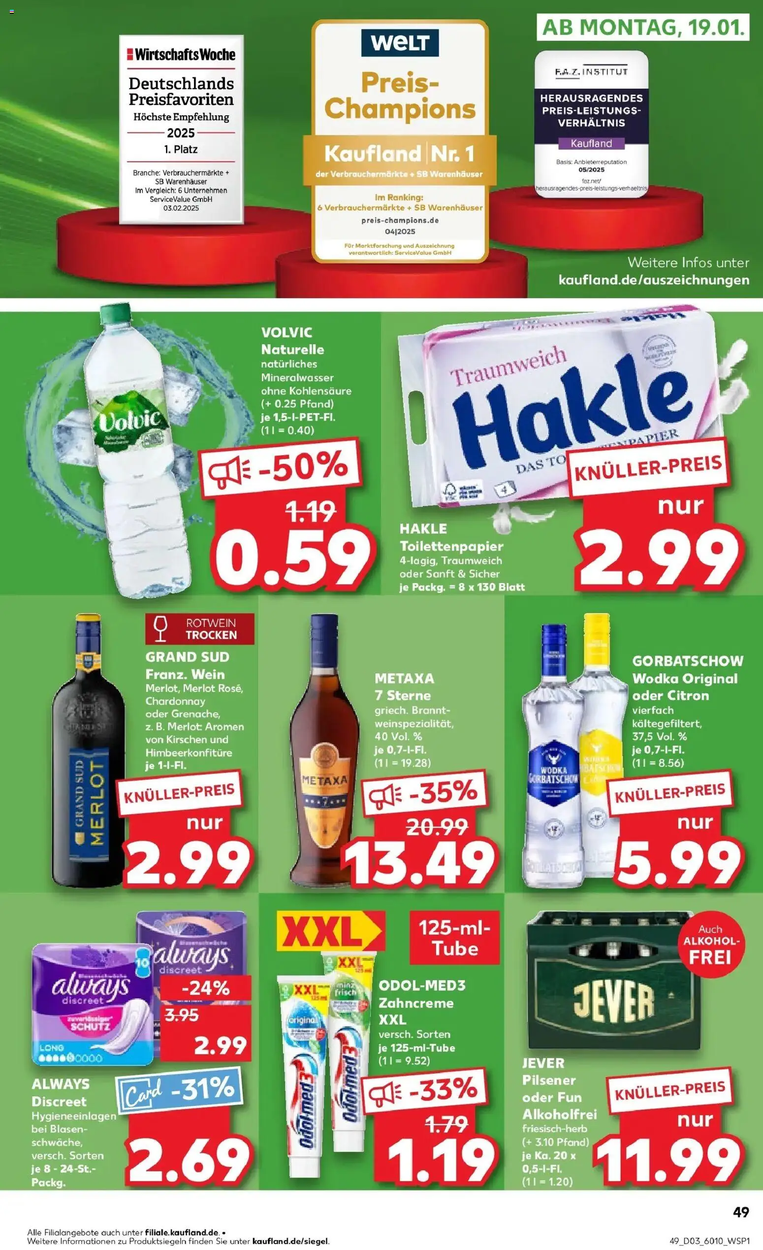Kaufland prospekt Neusäß	 – gültig ab 15.01.2026 | Seite: 57 | Produkte: Mineralwasser, Metaxa, Jever, Grand sud