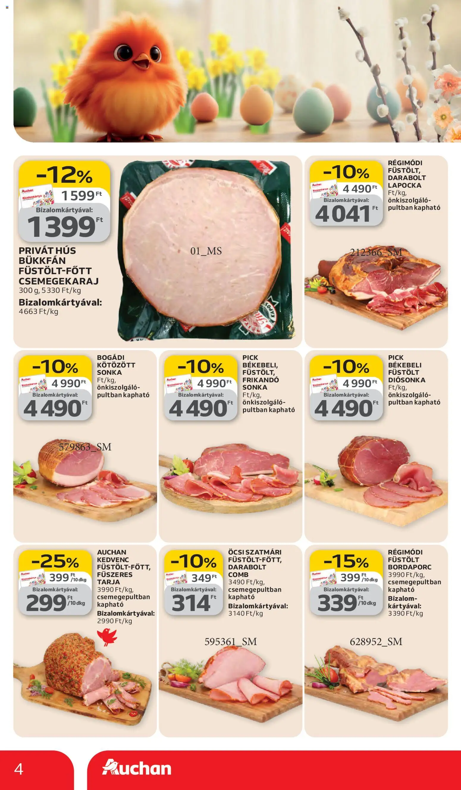Auchan akciós ujság - amely érvényes a következő dátumtól: 05.03.2026 | Oldal: 4 | Termékek: Hús, Tarja, Sonka, Frikandó