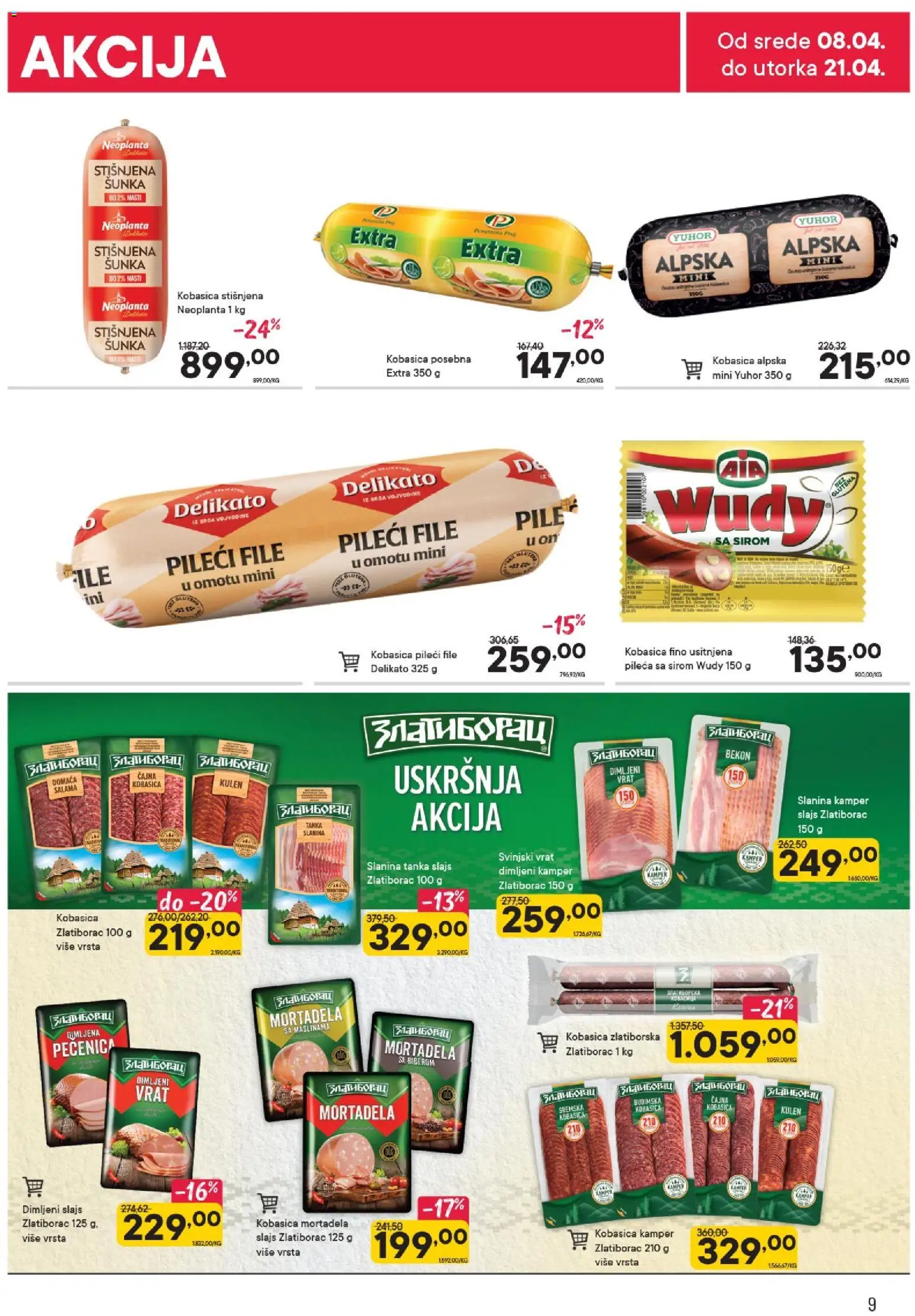 PerSu katalog - važi od 08.04.2026 | Strana: 9 | Proizvode: Mast, Vrata, Mortadela, Slanina