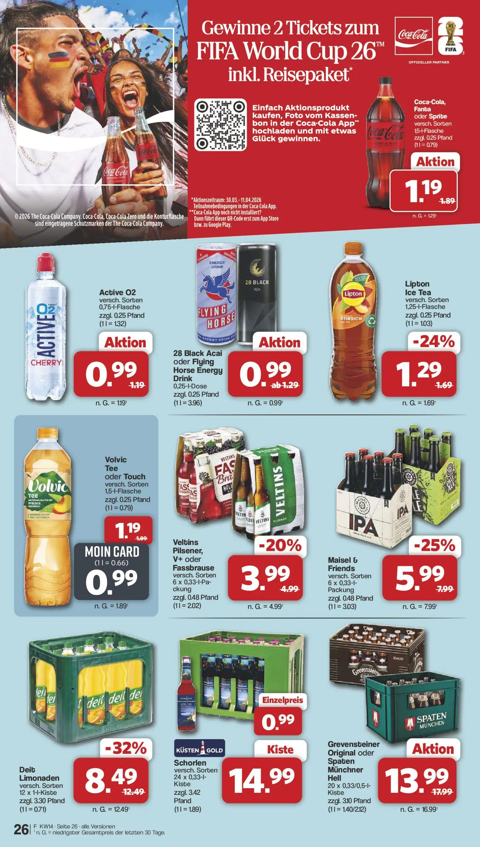 Famila Nordwest Prospekt 	 – gültig ab 30.03.2026 | Seite: 26 | Produkte: Cola, Fassbrause, Volvic, Veltins