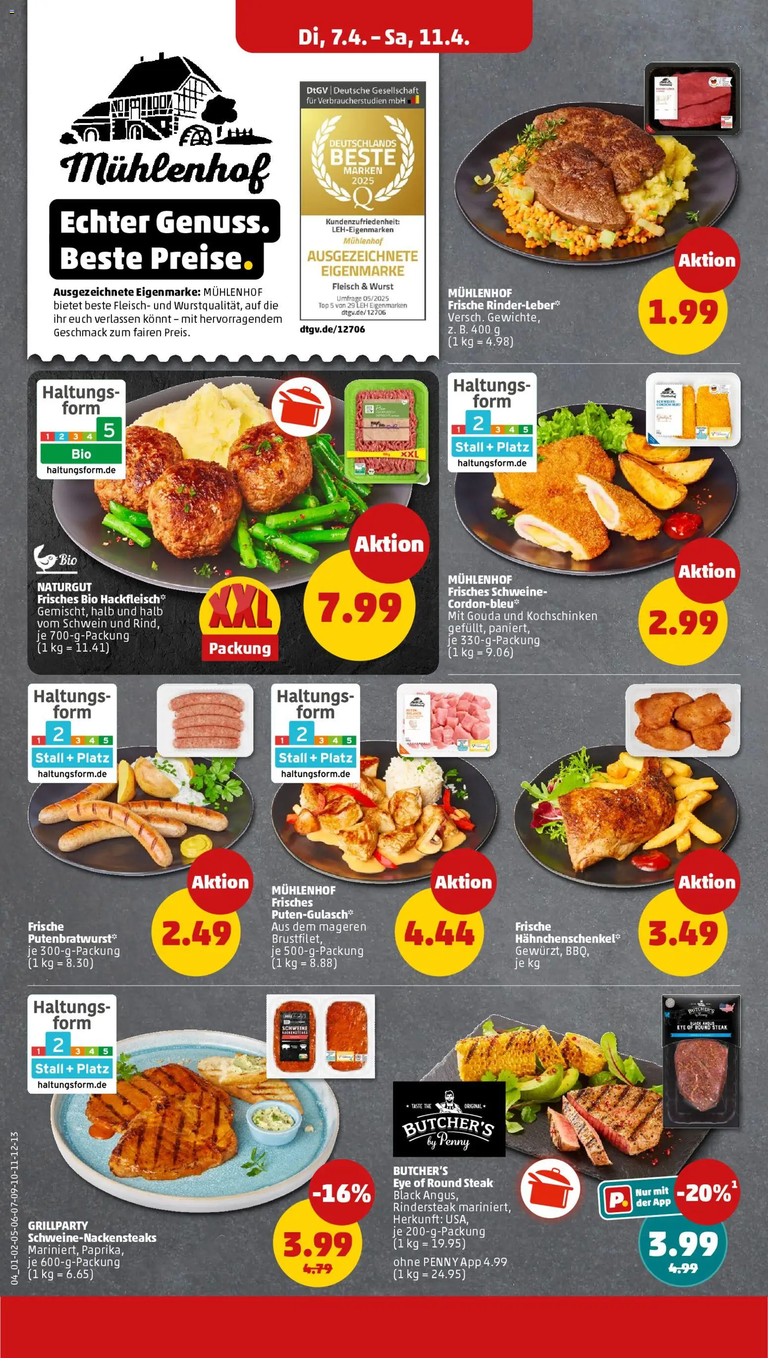 Penny Prospekt 	 – gültig ab 07.04.2026 | Seite: 4 | Produkte: Top, Steak, Fleisch, Hackfleisch