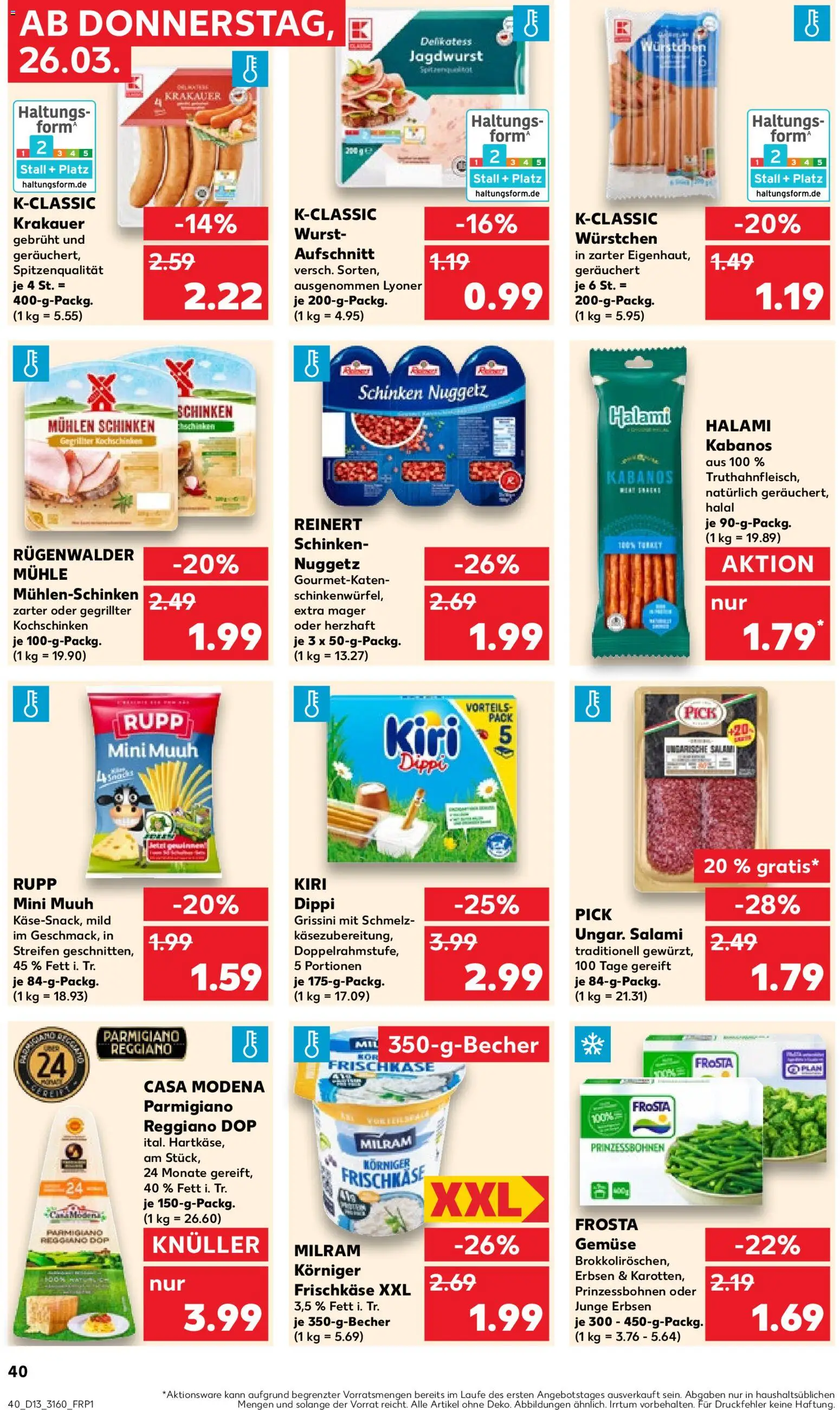 Kaufland Prospekt Frankfurt (Oder)	 – gültig ab 26.03.2026 | Seite: 40 | Produkte: Mühle, Frosta, Gemüse, Milram