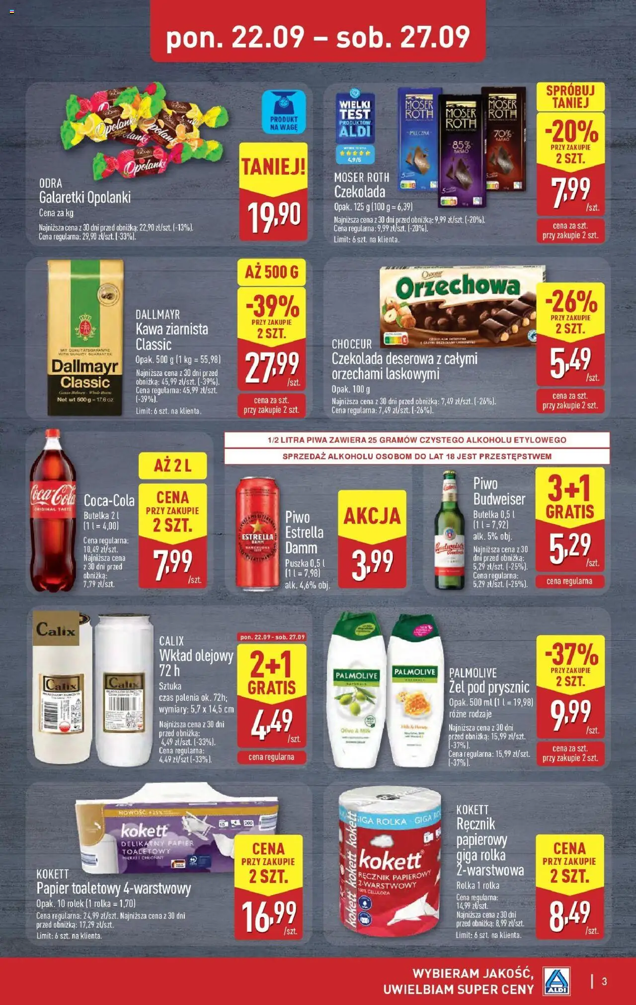 Aldi Gazetka - Okazje na weekend od 25.09.2025 | Strona: 3 | Produkty: Galaretki, Kawa ziarnista, Prysznic, Czekolada deserowa