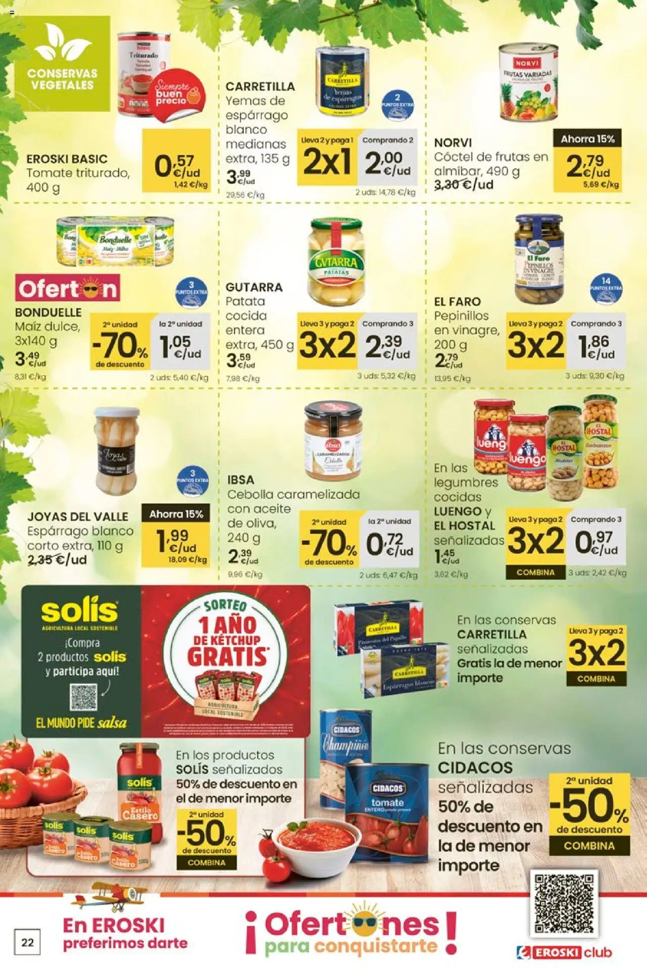 Eroski - Ofertones para conquistarte │ válido desde el 12.06.2025 | Página: 22 | Productos: Sostén, Νερό καρύδας, Aceite de oliva, Tomate triturado