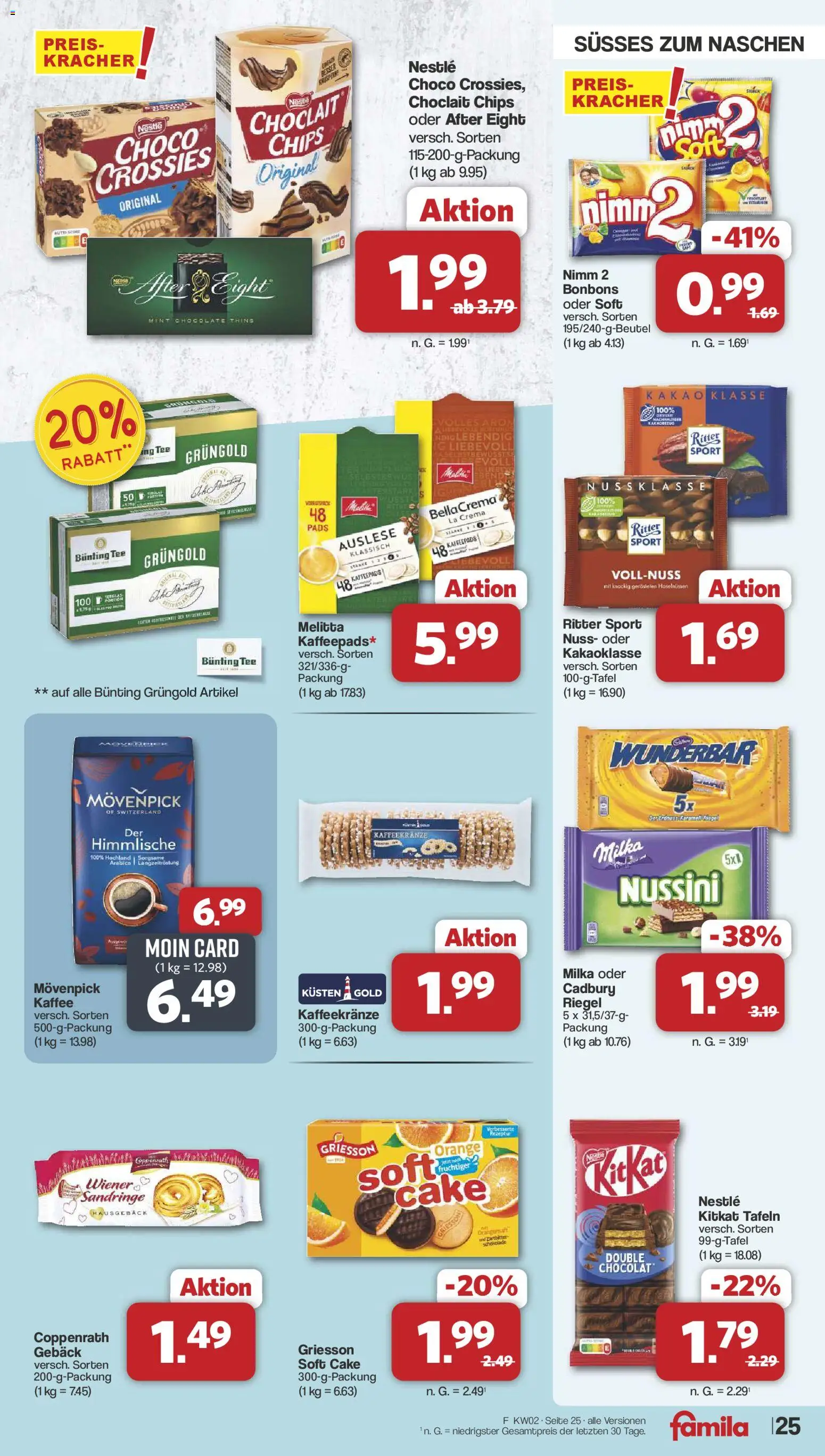 Famila Nordwest Prospekt 	 – gültig ab 05.01.2026 | Seite: 25 | Produkte: Melitta, Kaffeepads, Ritter sport, Orangensaft