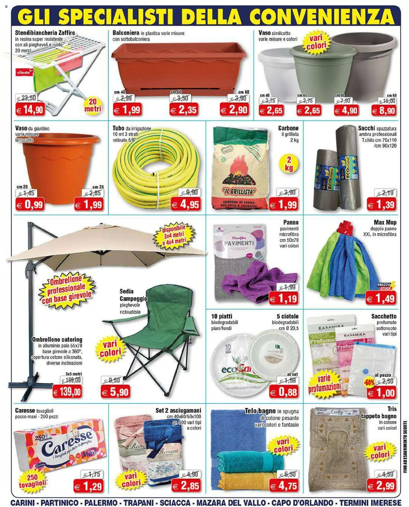 Volantino Magazzini Smart del 16.04.2026 | Pagina: 3 | Prodotti: Ombrellone, Stendibiancheria, Tappeto, Vaso