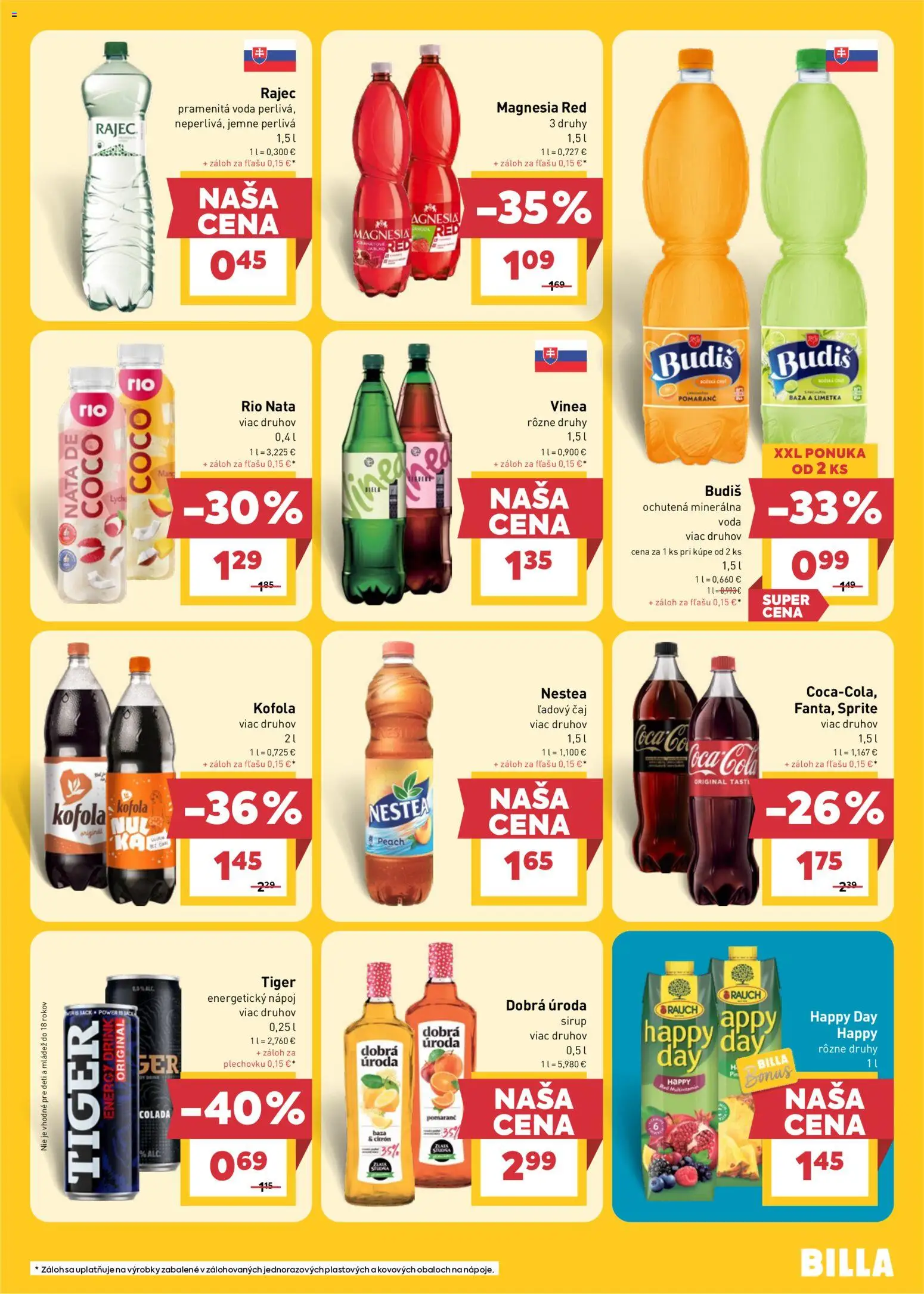 Nové Billa akcie – leták je platný od 29.04.2026 | Strana: 21 | Produkty: Limetka, Rajec, Kofola, Sprite