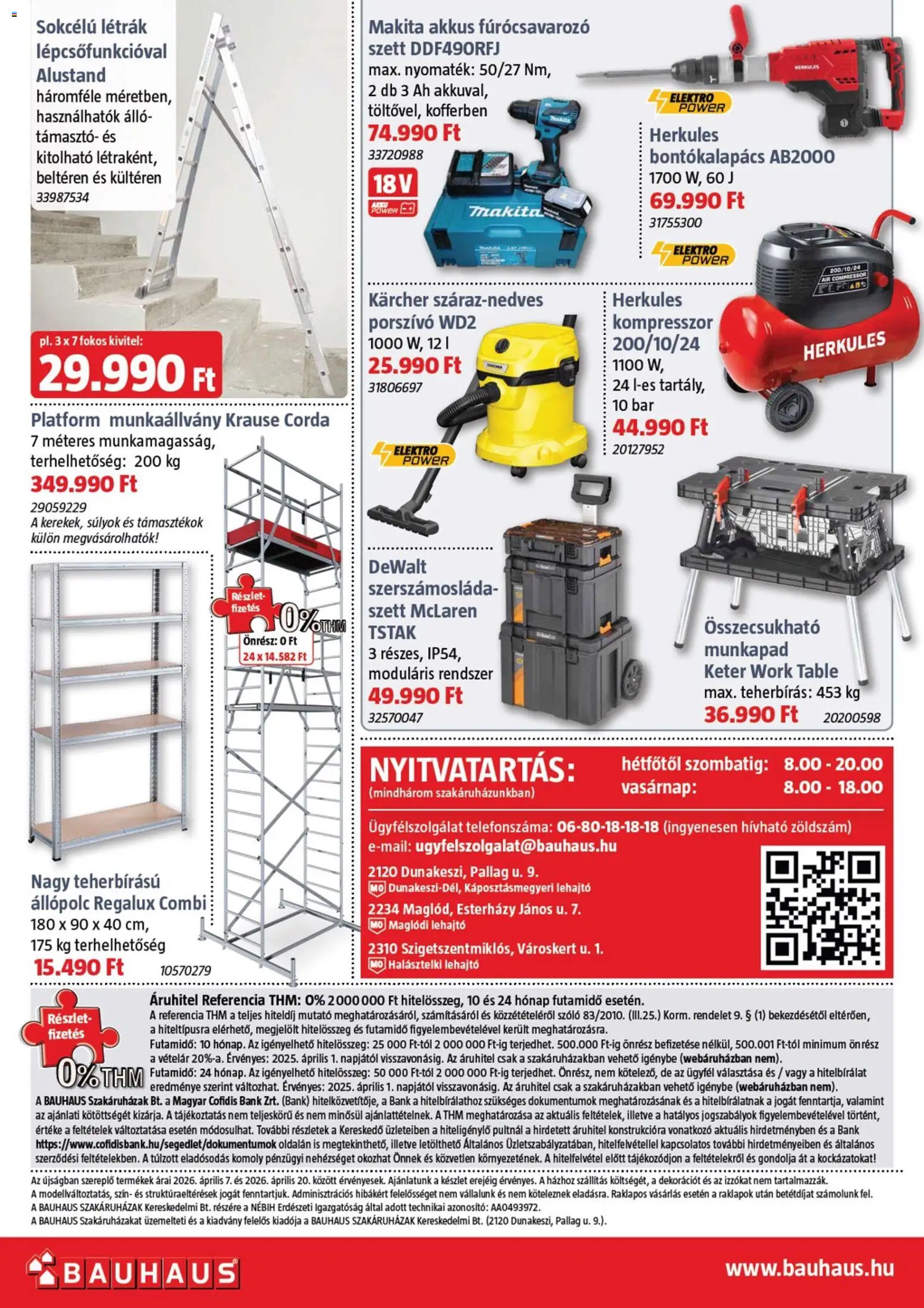 Bauhaus akciós ujság - amely érvényes a következő dátumtól: 07.04.2026 | Oldal: 16 | Termékek: Kompresszor, Porszívó, Állópolc, Bontókalapács