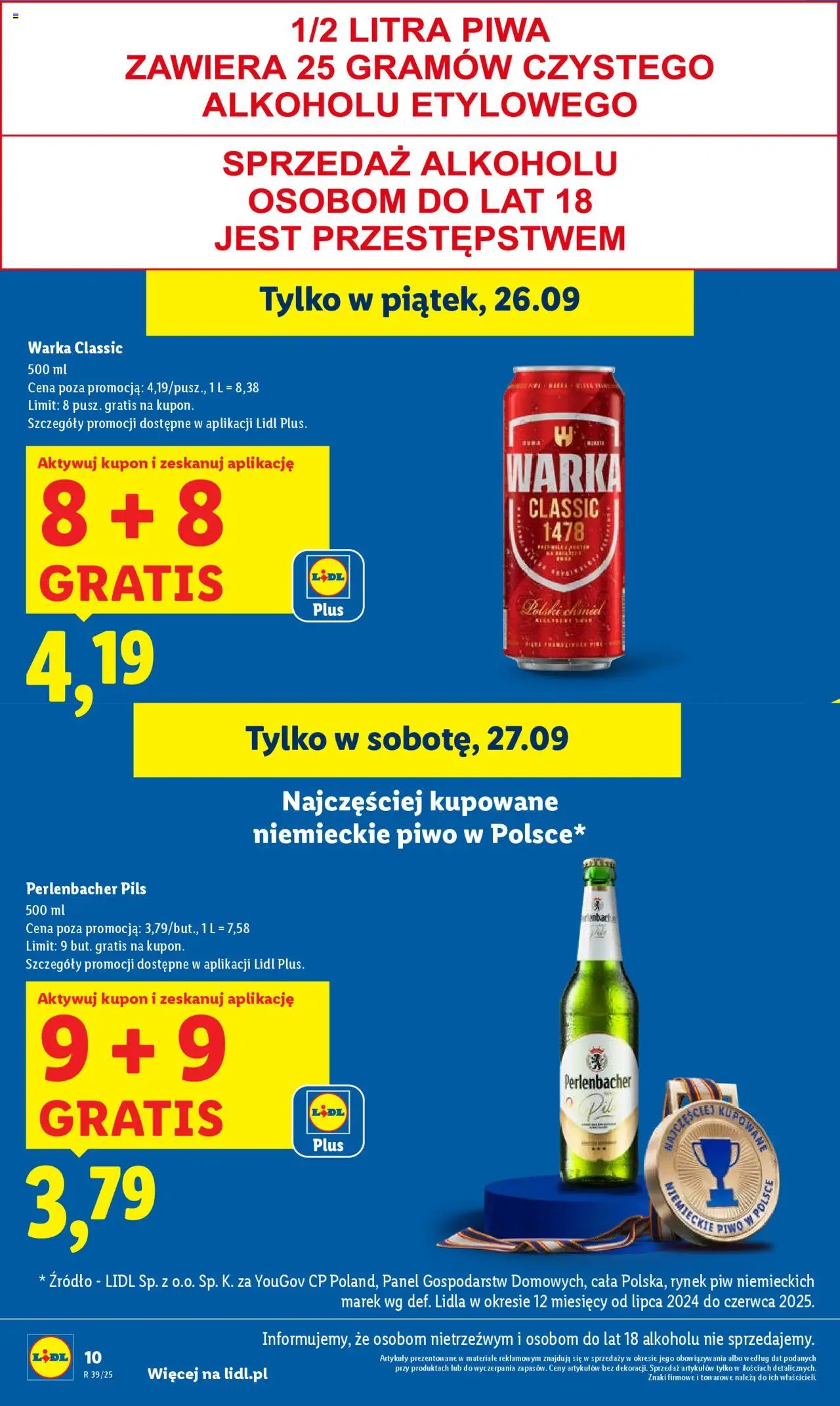 Lidl Gazetka od 25.09.2025 | Strona: 10 | Produkty: Warka, Piwo