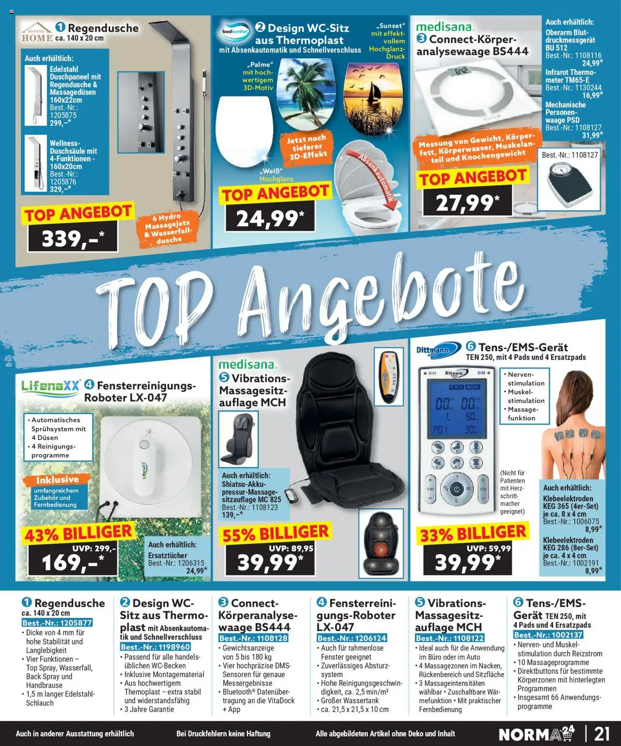 Norma Bestellmagazin  gültig ab 01.10.2025 | Seite: 21 | Produkte: Roboter, Dusche